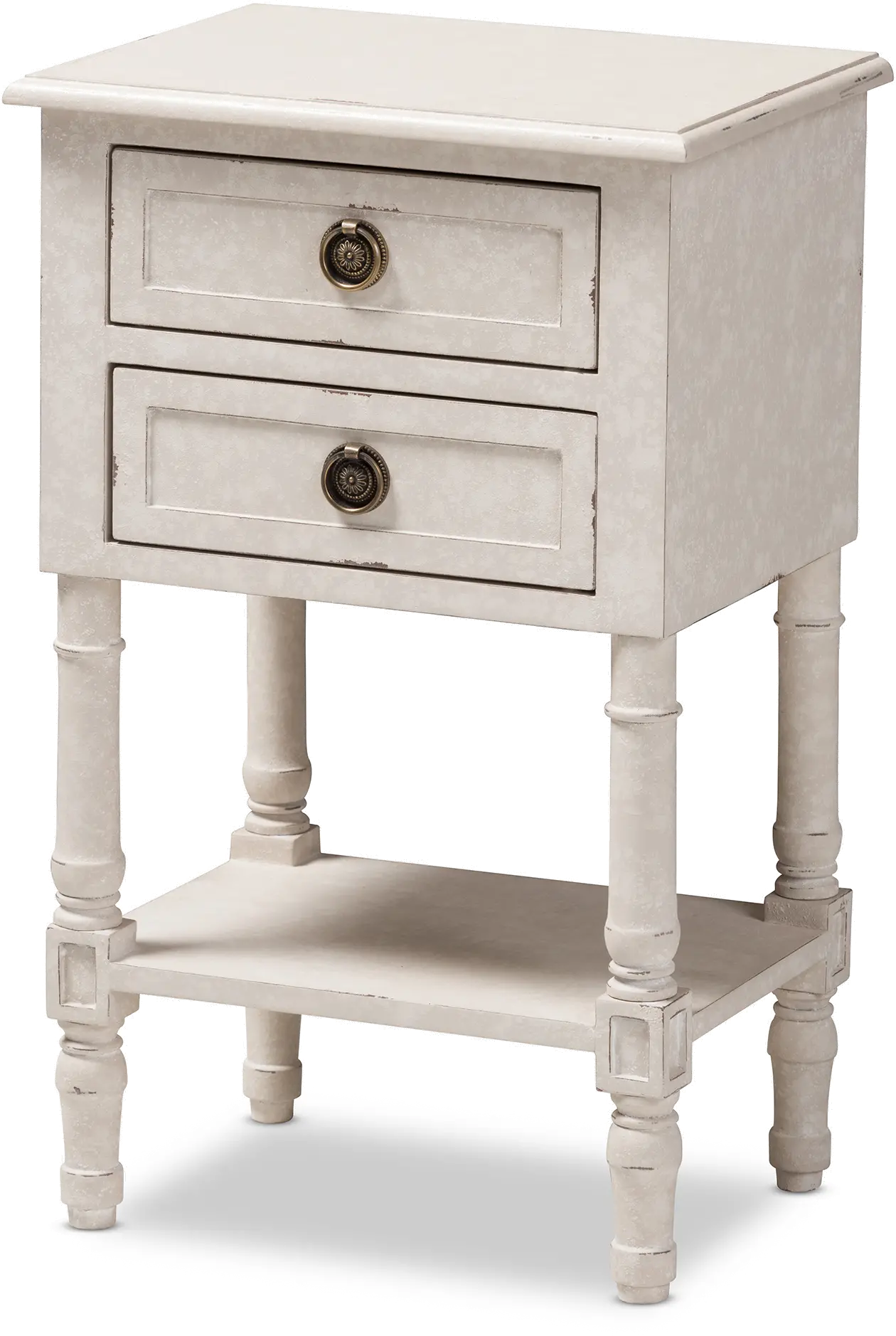 146-8189-RCW Classic Cottage Antiqued White Nightstand - Lenore-3