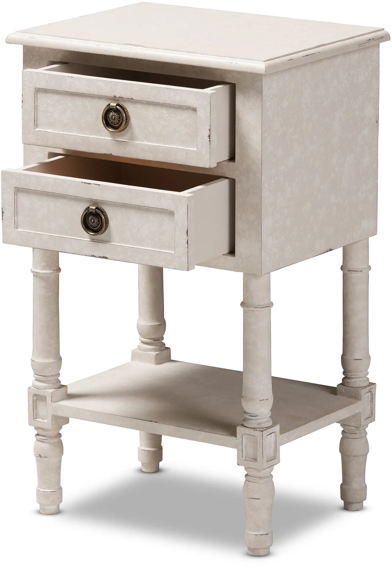 146-8189-RCW Classic Cottage Antiqued White Nightstand - Lenore-4