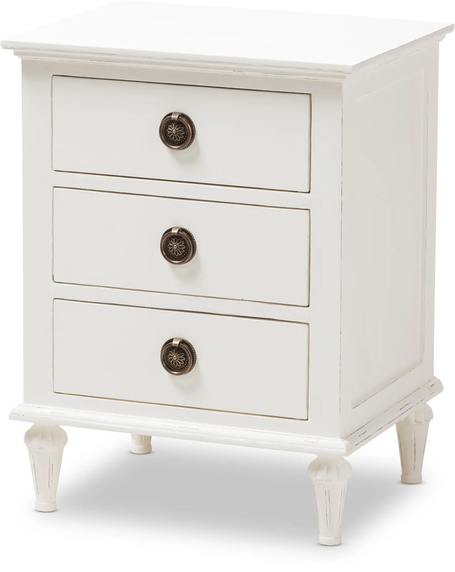 138-7698-RCW Shabby Chic Rustic White Nightstand - Venezia-3