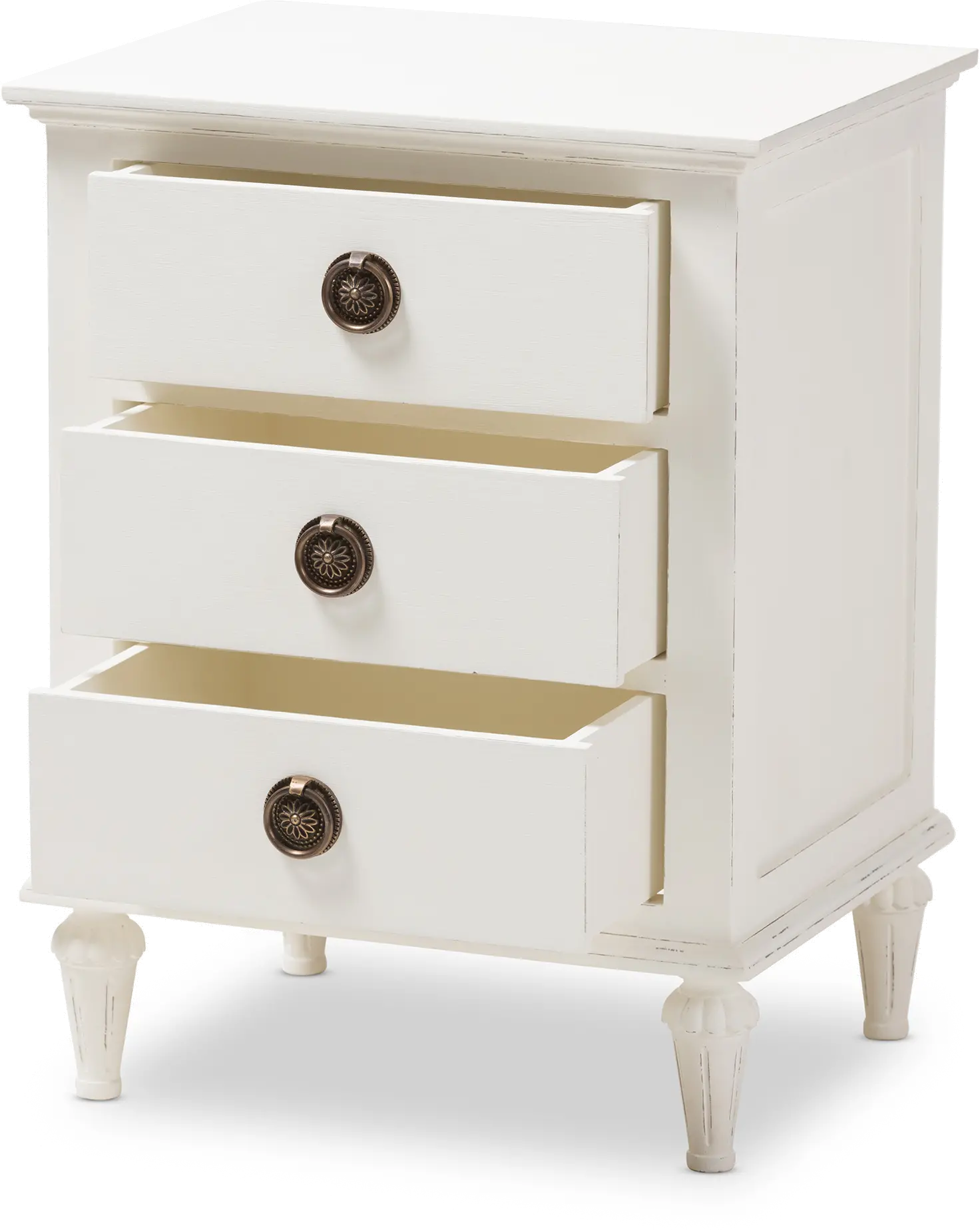 138-7698-RCW Shabby Chic Rustic White Nightstand - Venezia-4