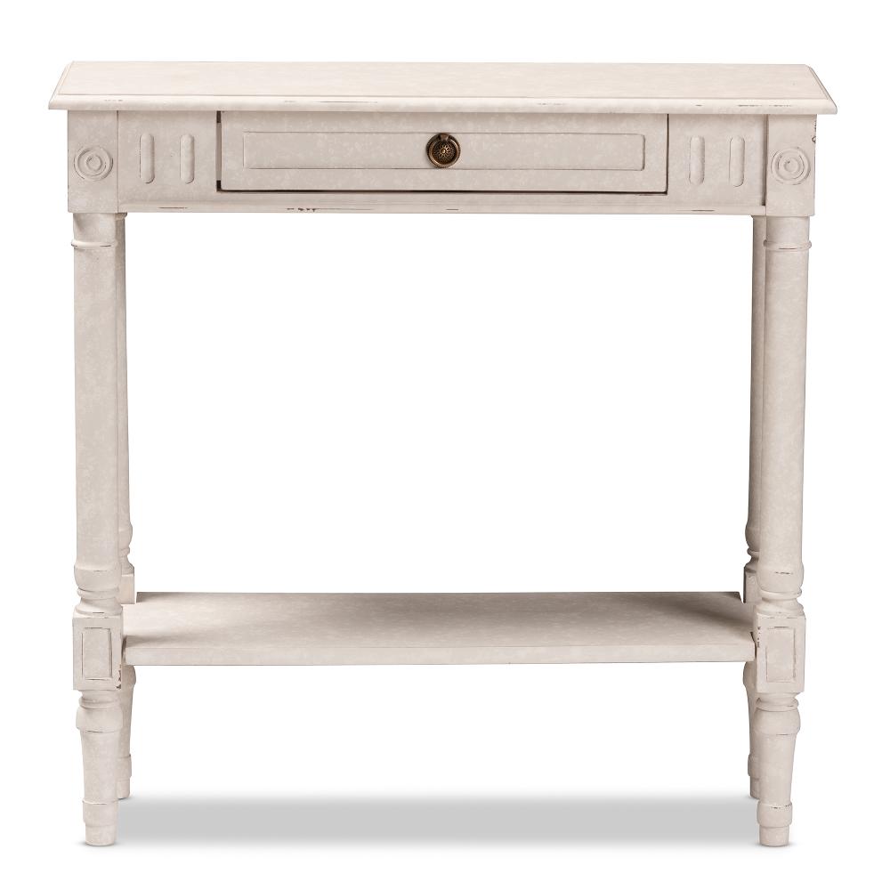 Country Cottage Whitewashed Console Table
