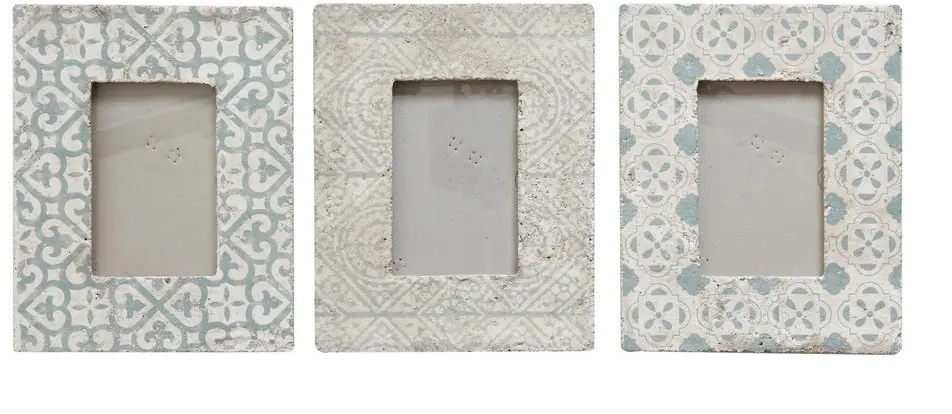 DA8689A-A/3-IND/ Assorted White and Gray Cement Picture Frame-1