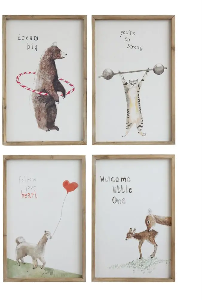 DA9719A-A/4-IND Assorted Wood Framed Wall Art With Sweet Saying-1
