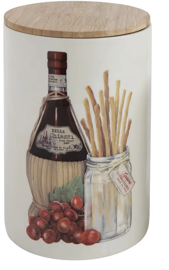 DA9350/WINE/BREDSTCK Multi-Color Stoneware Wine and Bread Canister With Bamboo Lid-1