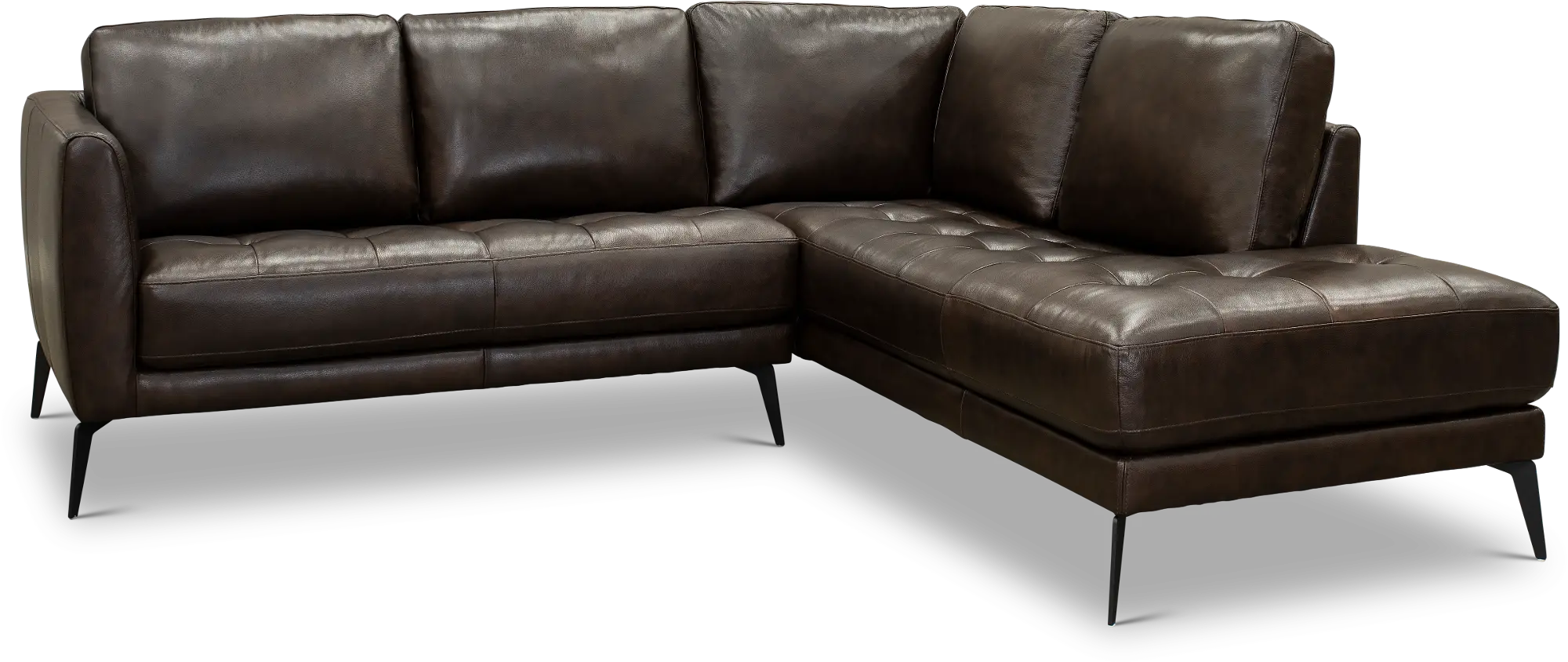 Dark Brown 2 Piece Sectional Sofa with RAF Chaise - Classico-1