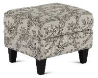 Loren Neutral Leaf-Print Ottoman