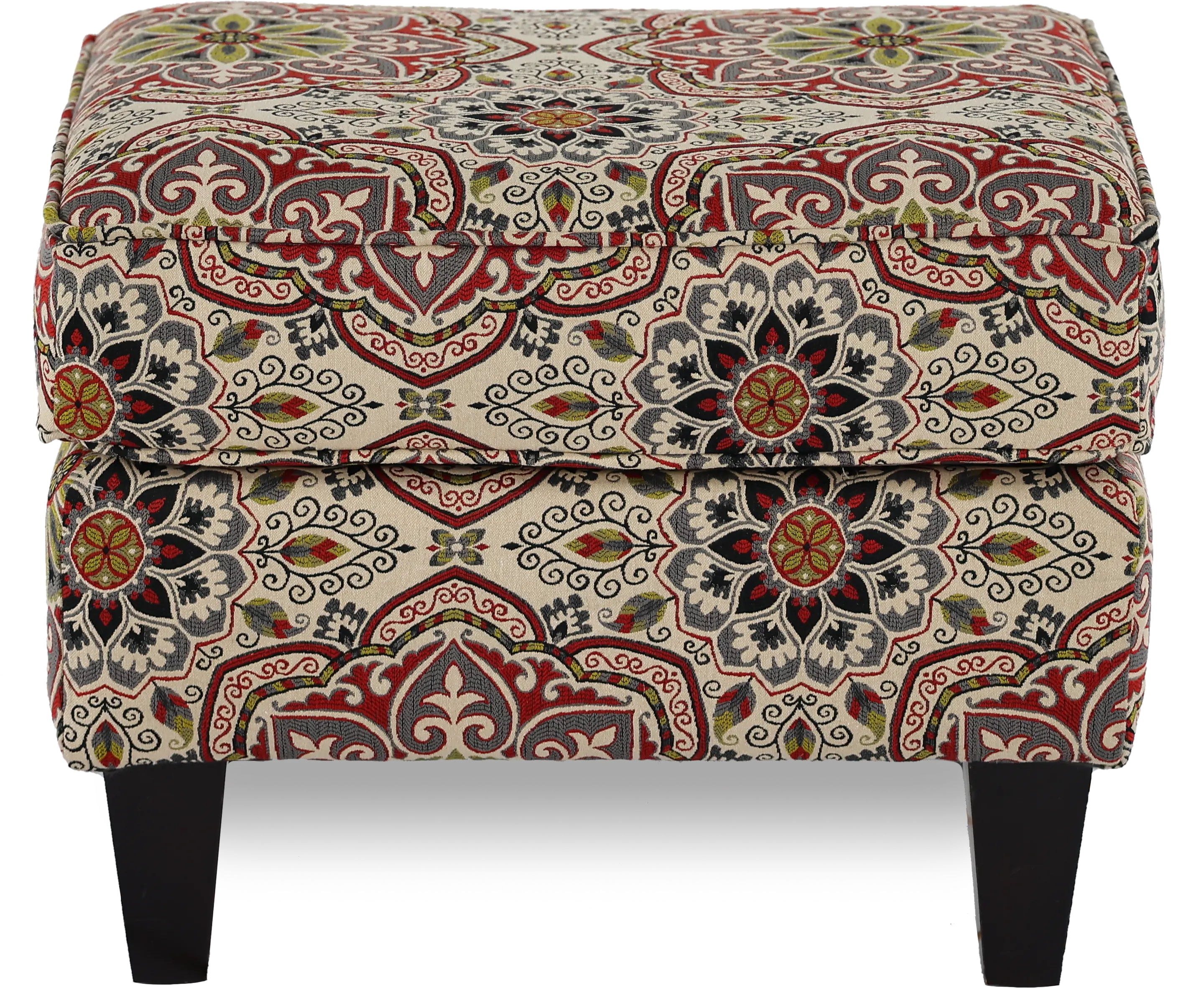 Loren Red and Green Ottoman-5