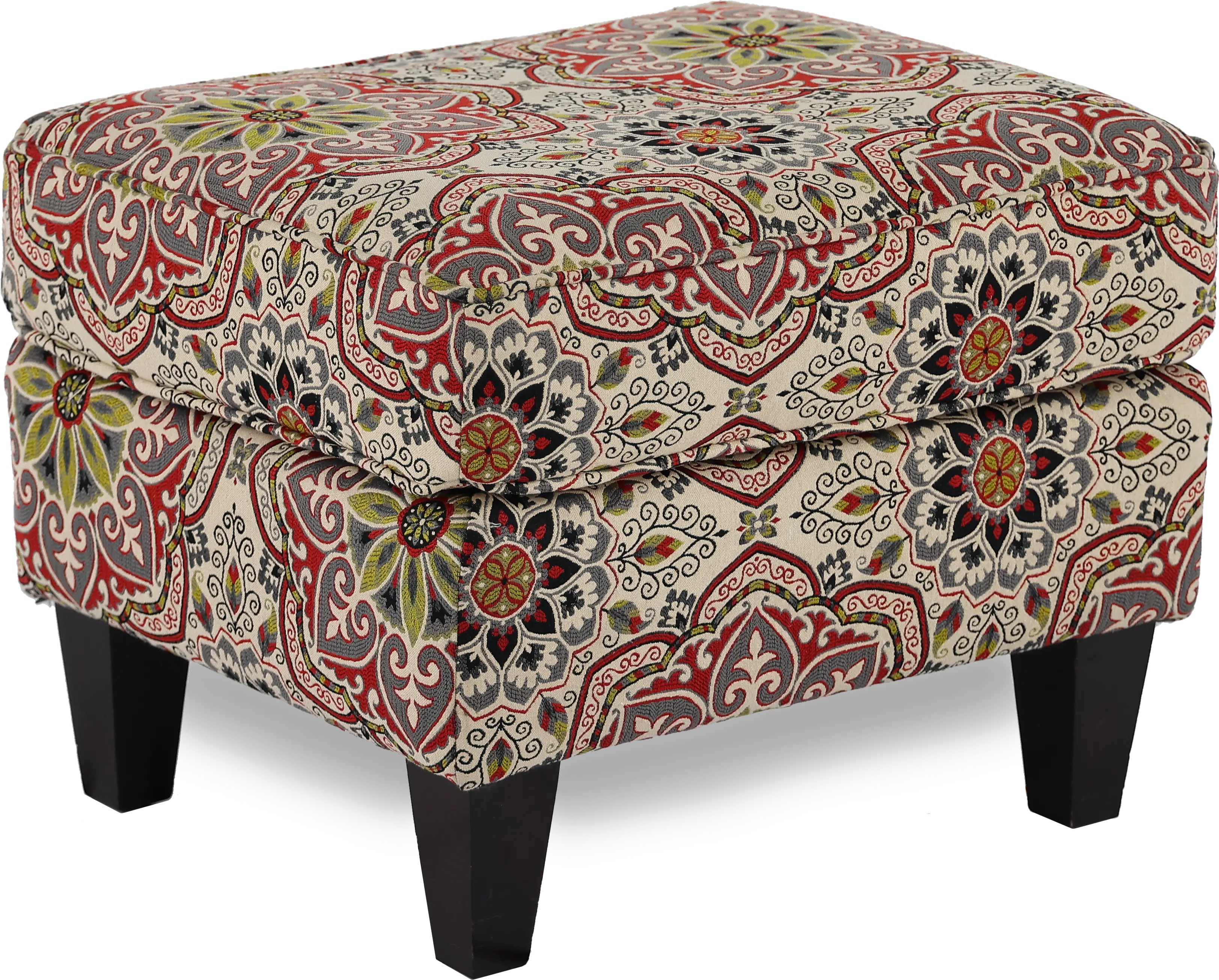 Loren Red and Green Ottoman-6