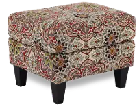 Loren Red and Green Poppy Ottoman