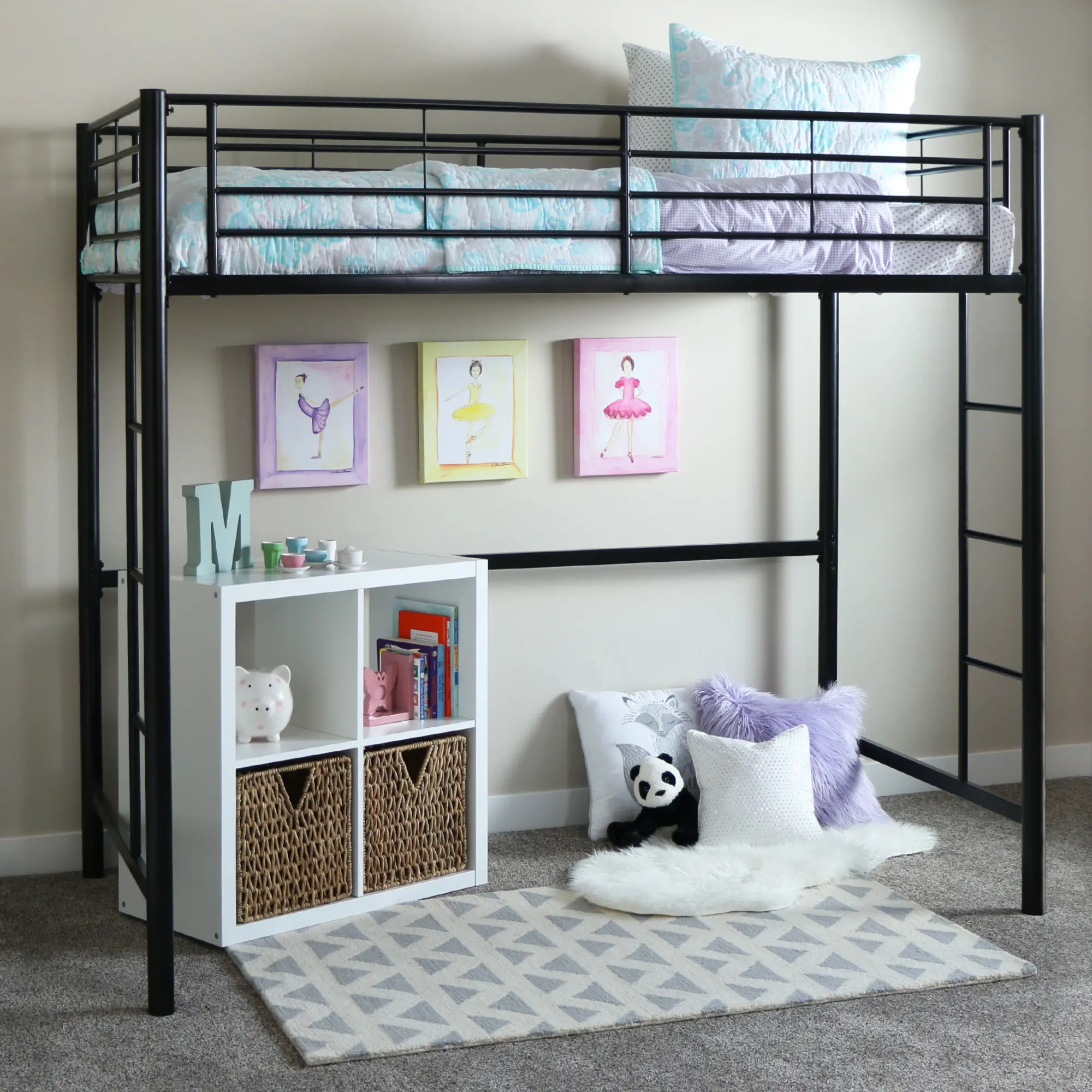 BTOLBL Premium Black Metal Twin Loft Bed - Walker Edison-2