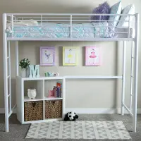 BTOLWH Premium White Metal Twin Loft Bed - Walker Edison