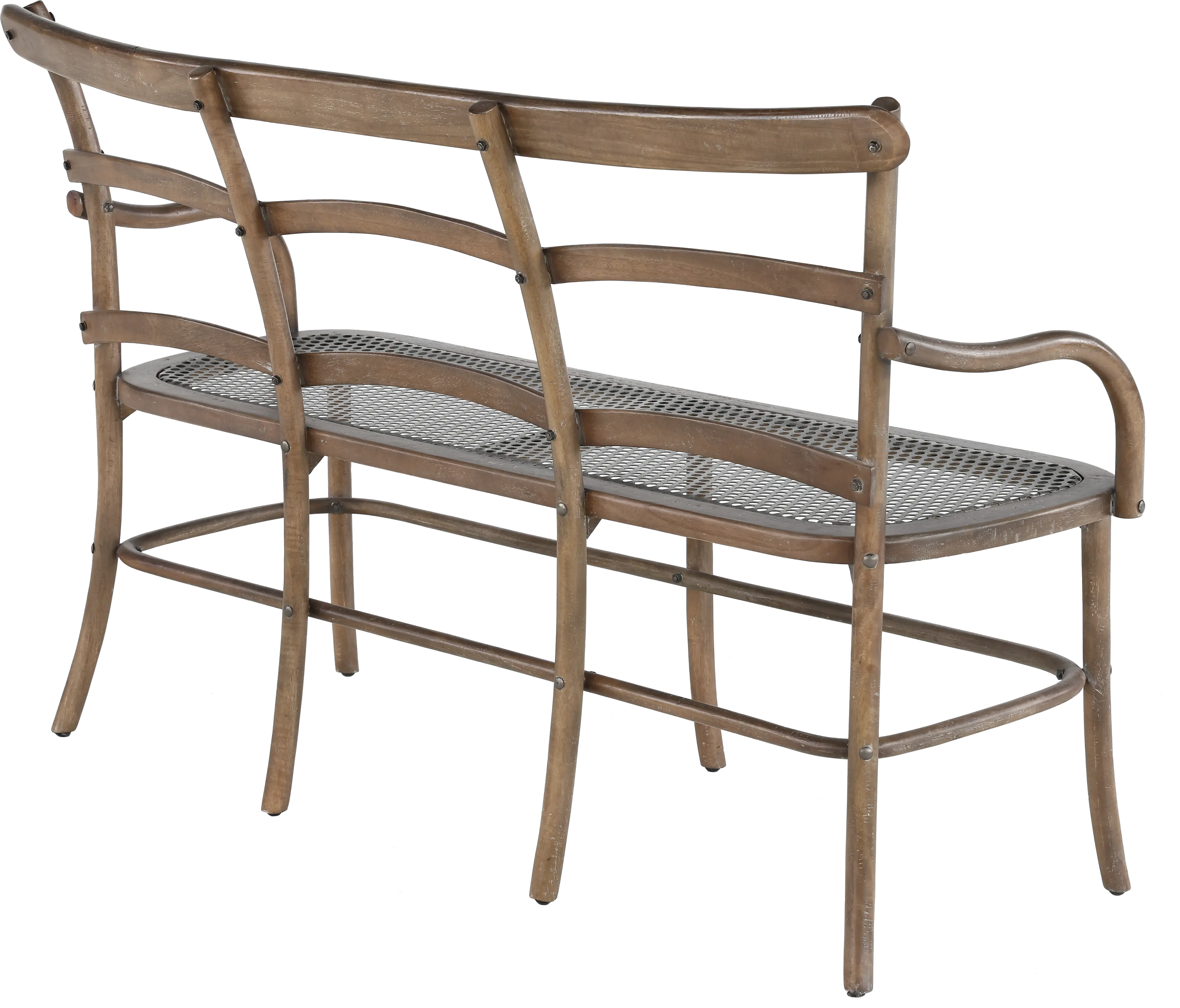 Timberwood Three Seater Bench with Metal Mesh Seat - Soulan-5