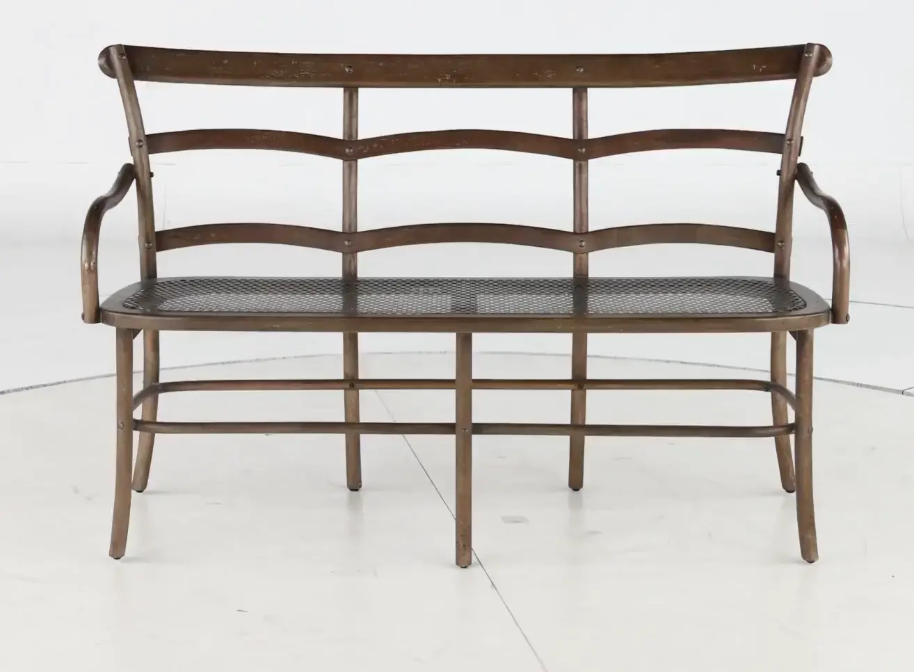 Timberwood Three Seater Bench with Metal Mesh Seat - Soulan-6