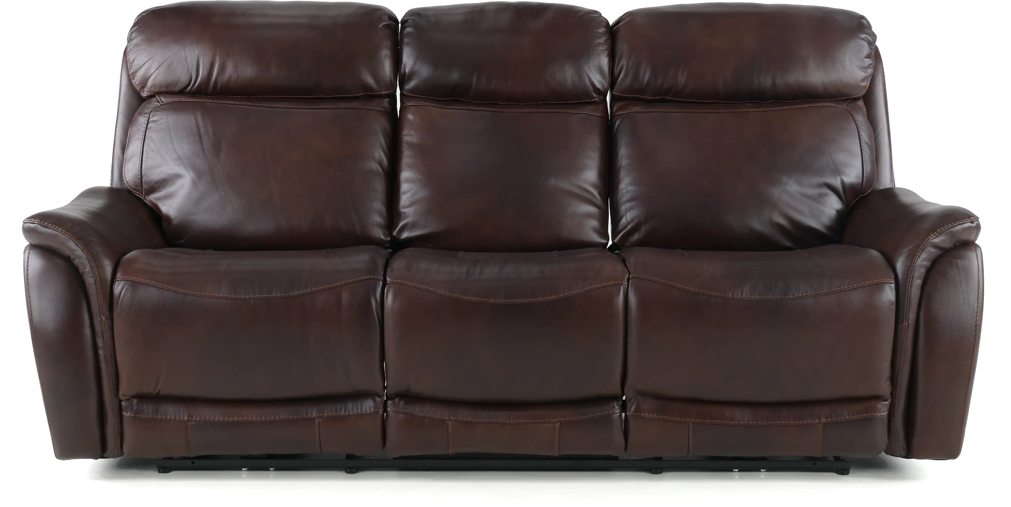 Happy-Happy Brown Leather-Match Dual Power Reclining Sofa-1