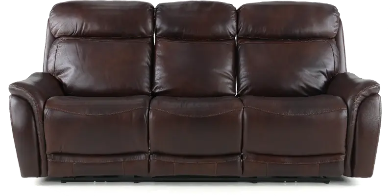 Happy-Happy Brown Leather-Match Dual Power Reclining Sofa