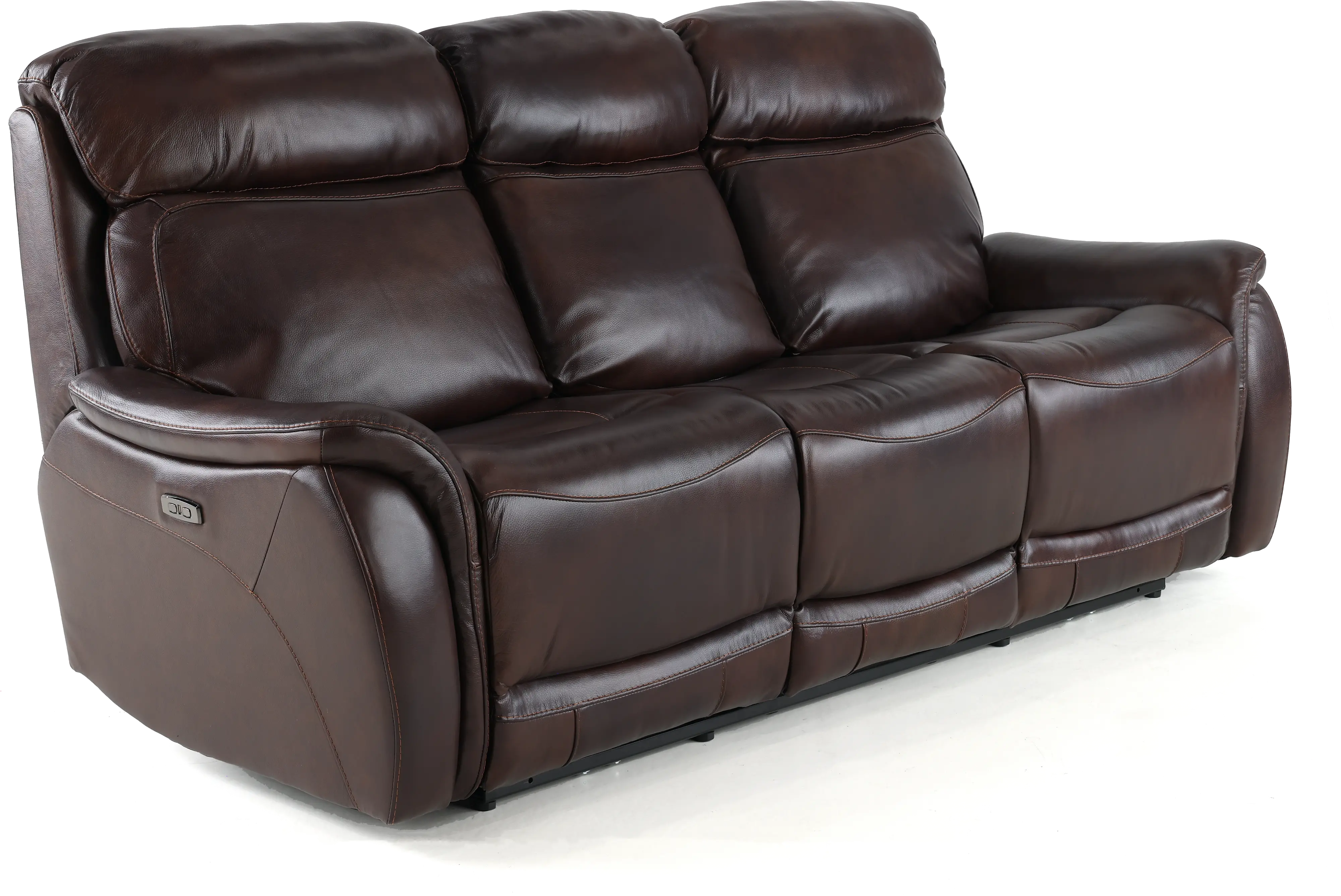 Happy-Happy Brown Leather-Match Dual Power Reclining Sofa-2