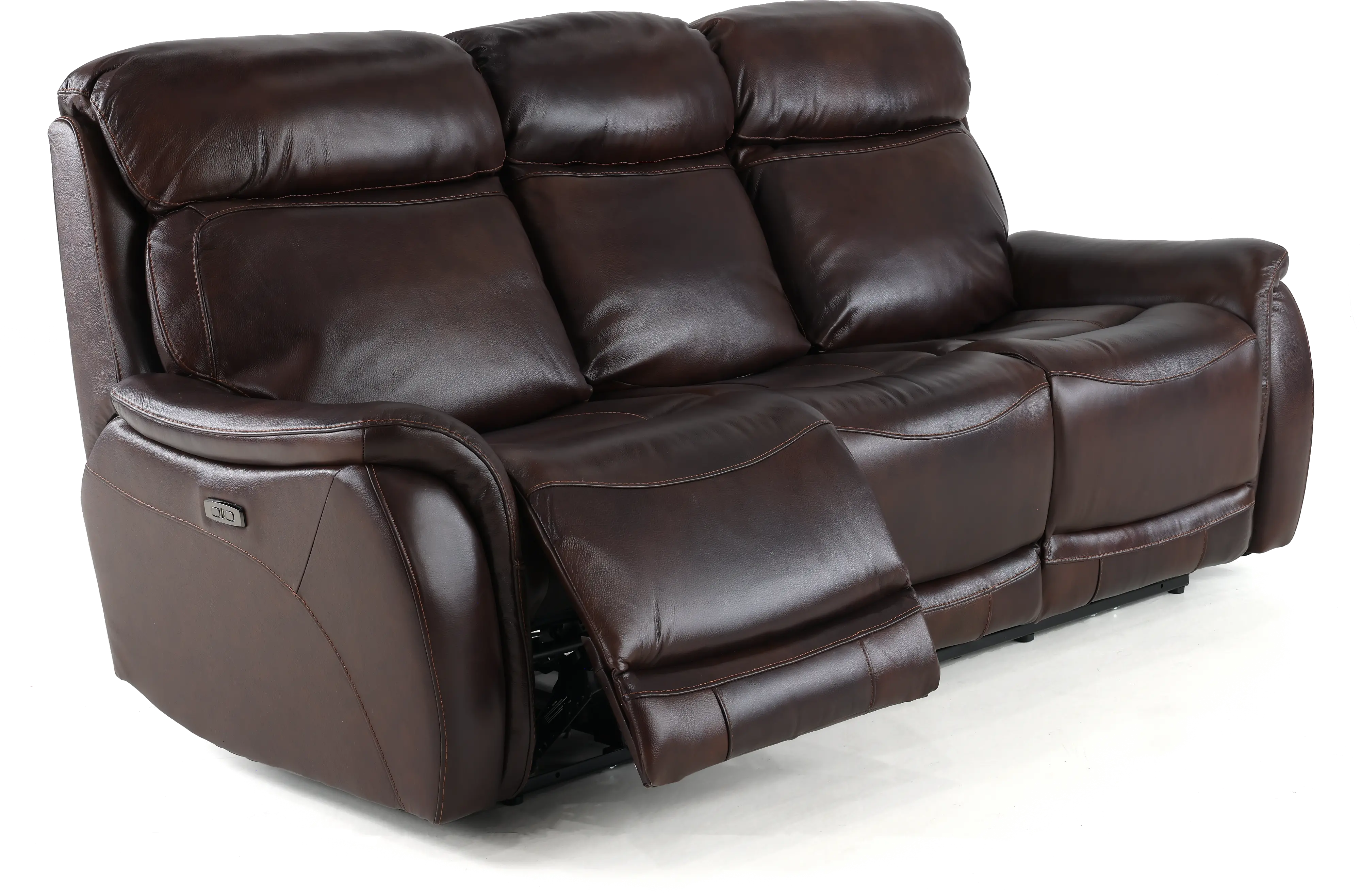 Happy-Happy Brown Leather-Match Dual Power Reclining Sofa-4