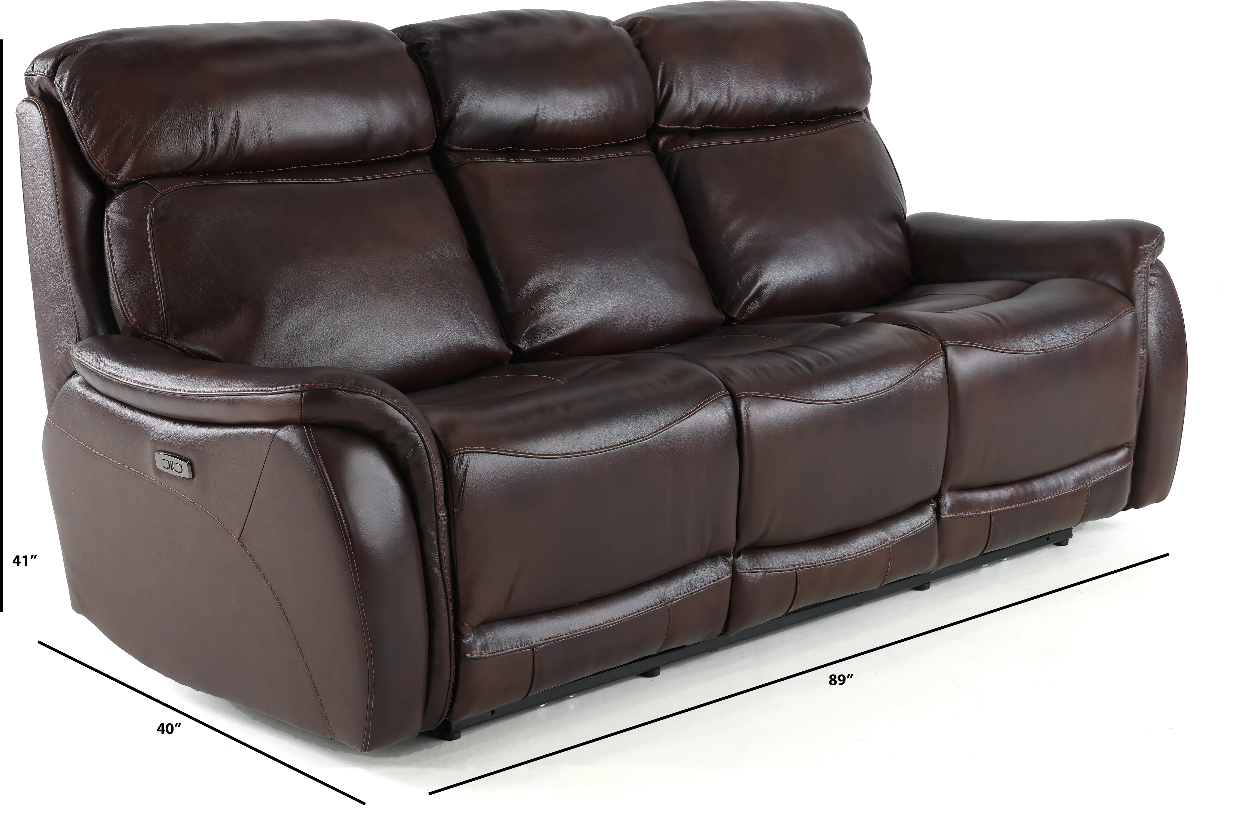 Happy-Happy Brown Leather-Match Dual Power Reclining Sofa-3
