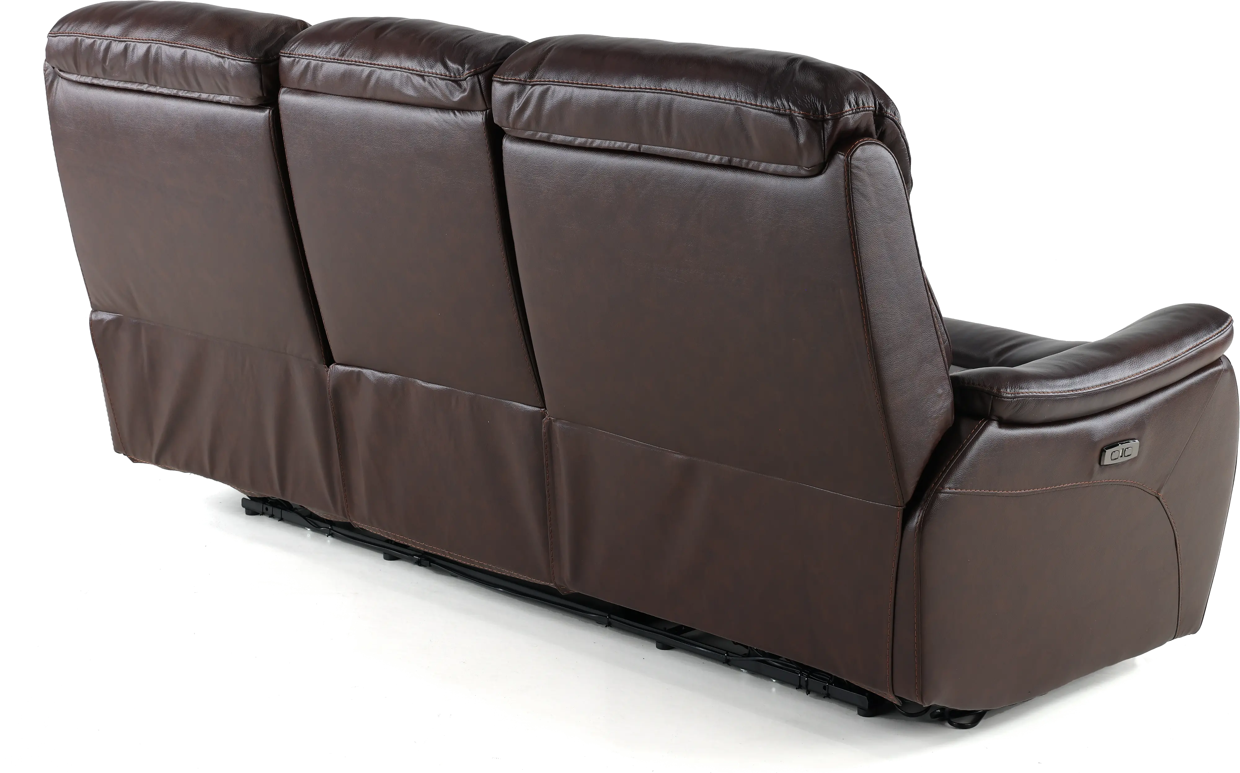 Happy-Happy Brown Leather-Match Dual Power Reclining Sofa-5
