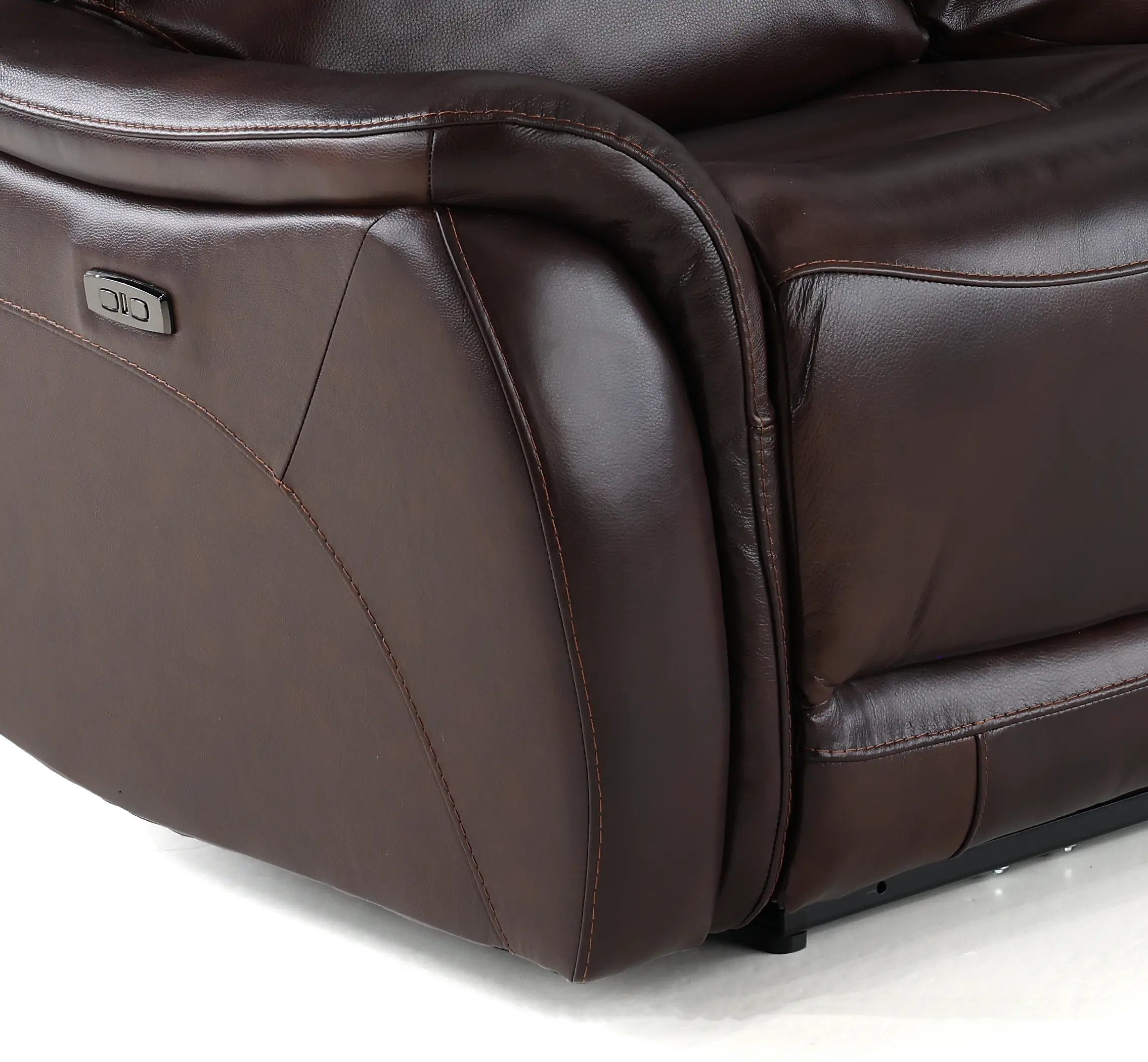 Happy-Happy Brown Leather-Match Dual Power Reclining Sofa-6
