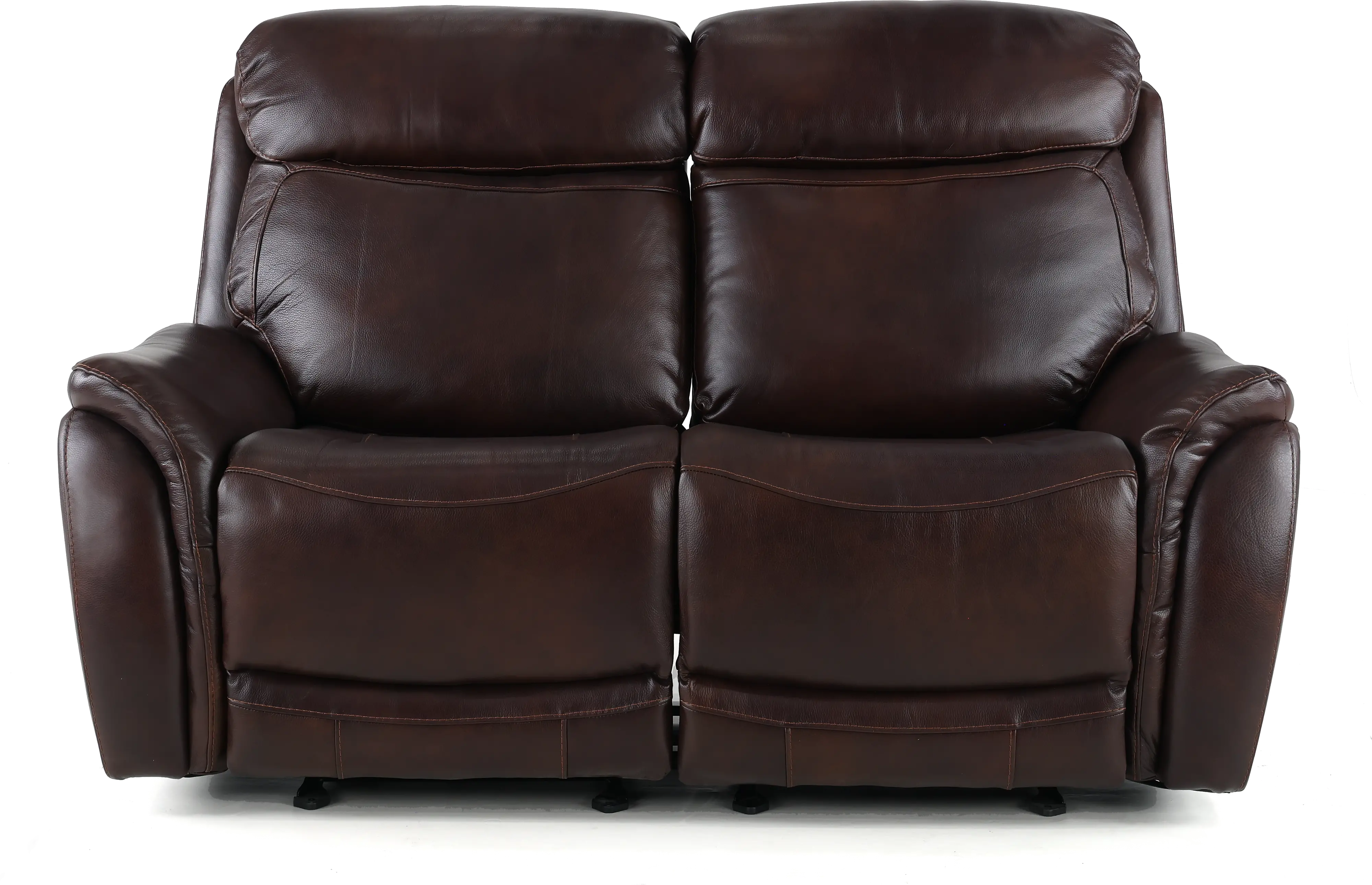 Happy-Happy Brown Leather-Match Power Glider Reclining Loveseat-1