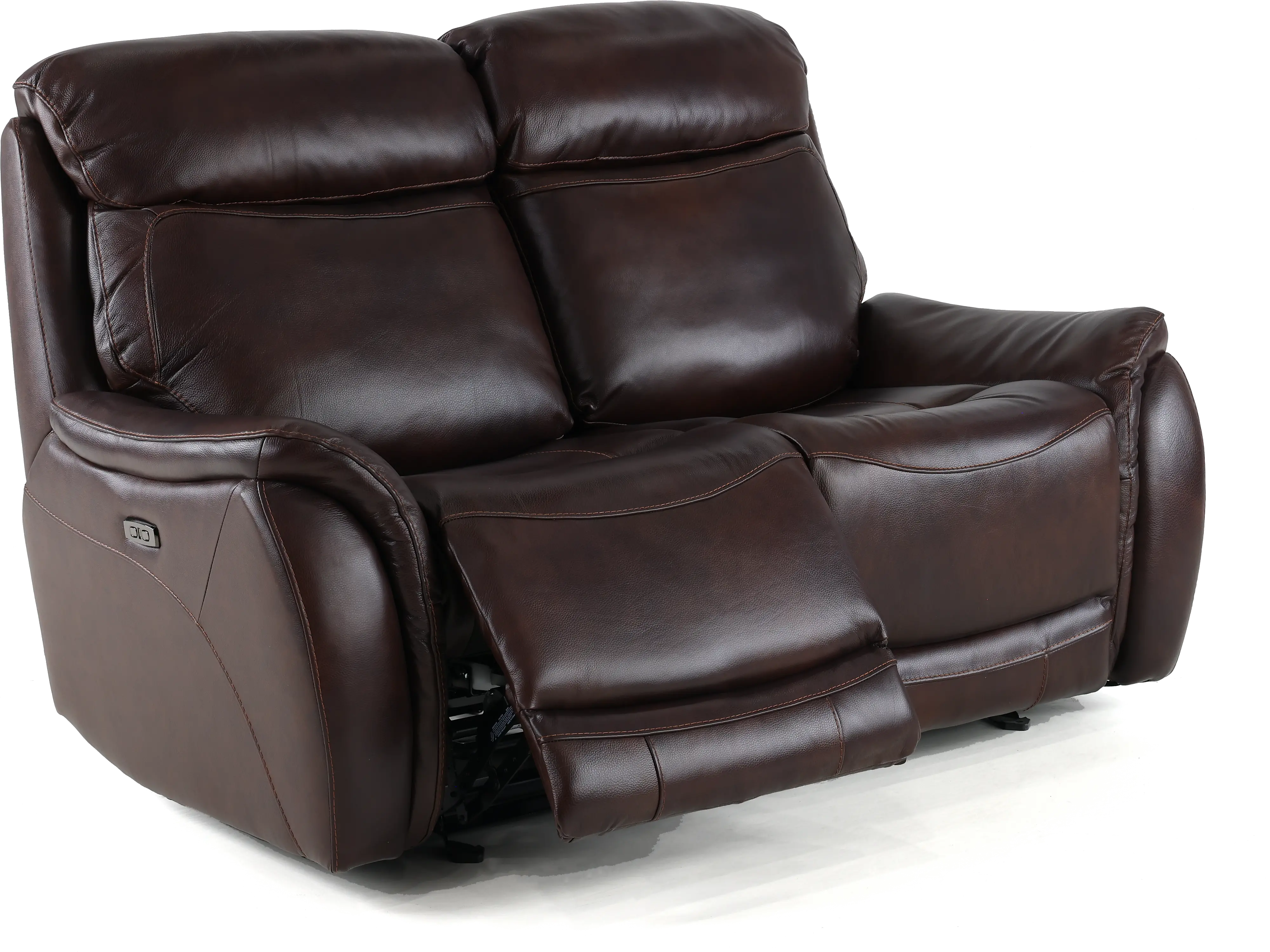 Happy-Happy Brown Leather-Match Power Glider Reclining Loveseat-2