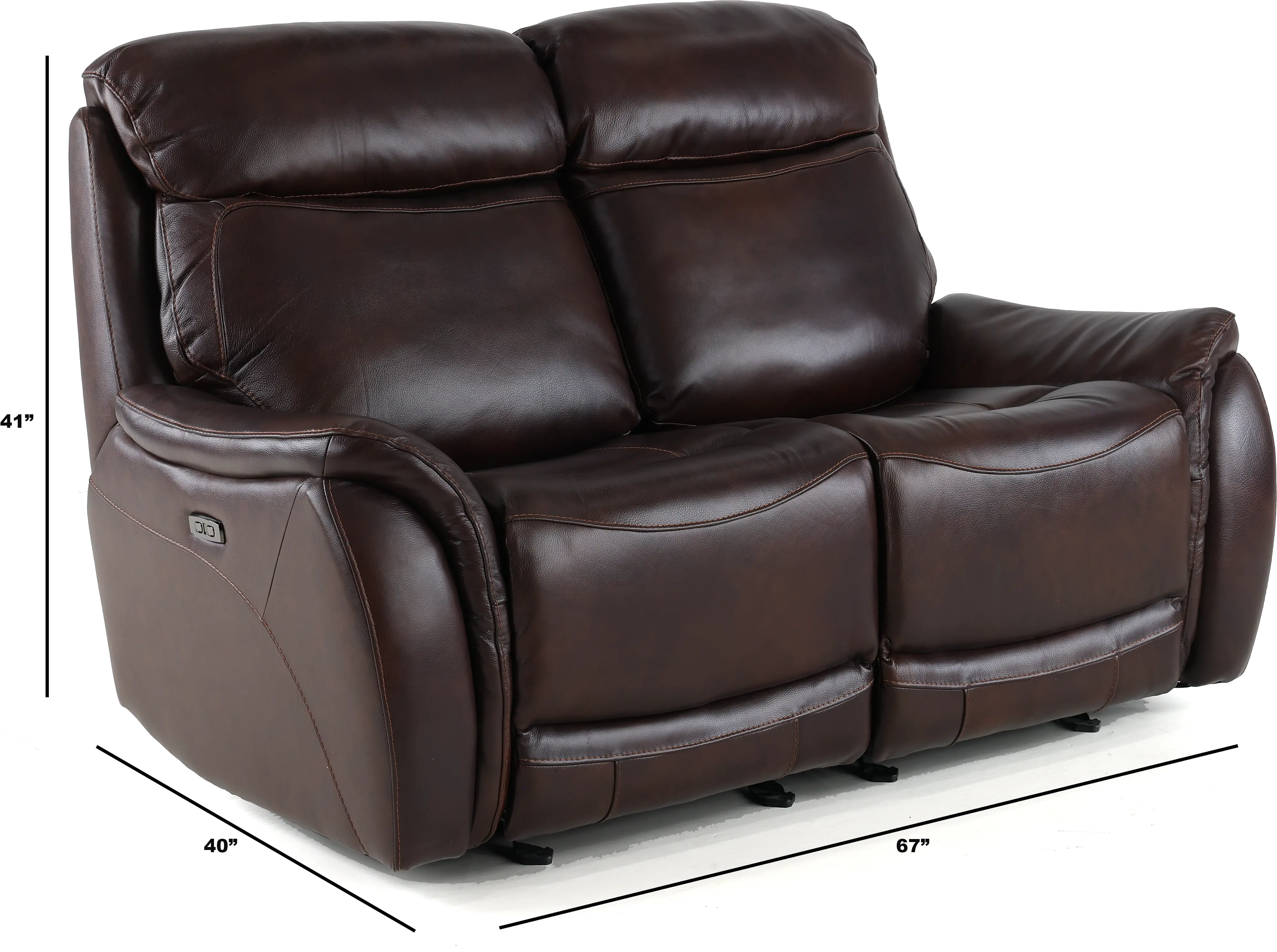 Happy-Happy Brown Leather-Match Power Glider Reclining Loveseat-3