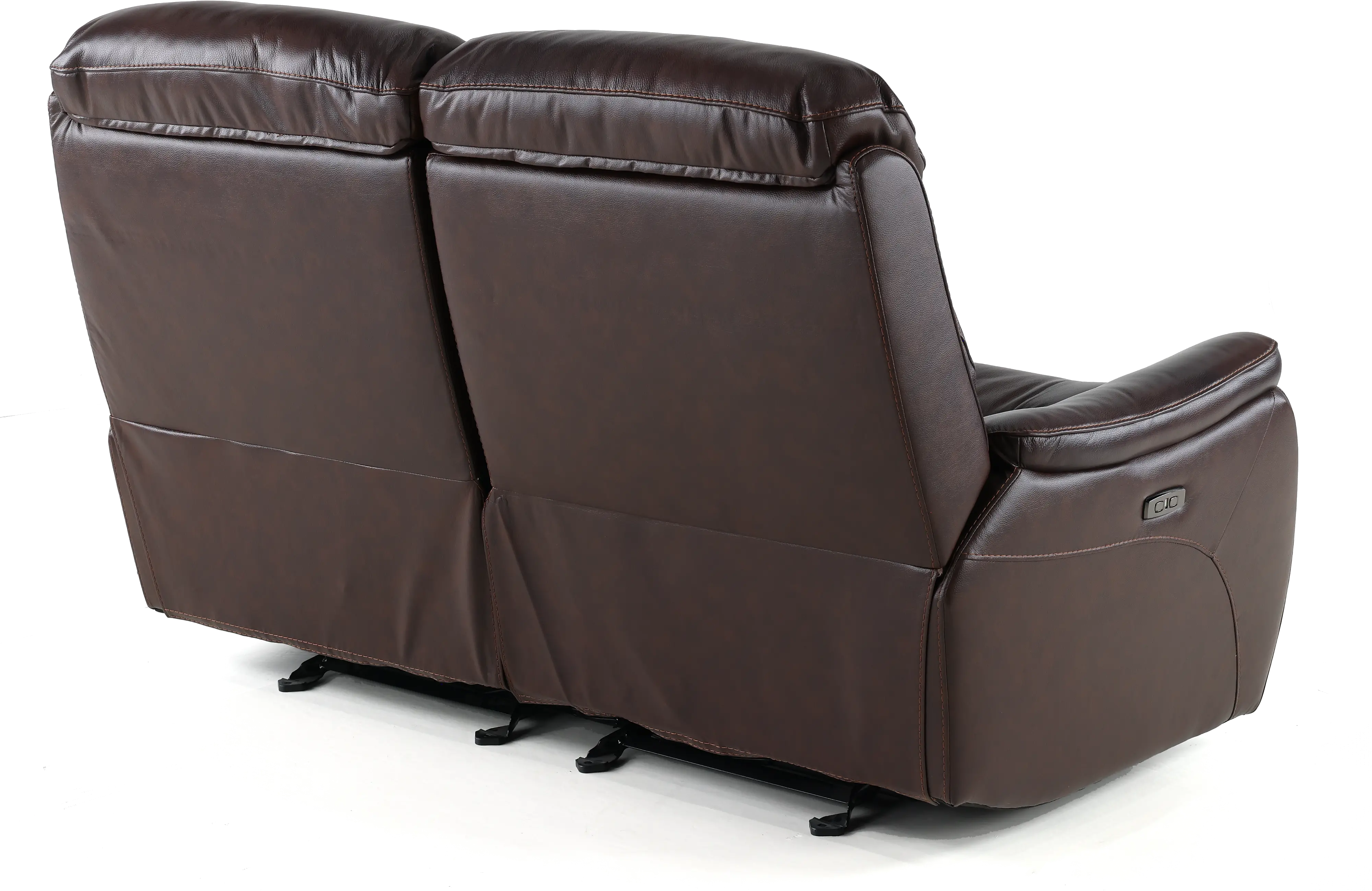 Happy-Happy Brown Leather-Match Power Glider Reclining Loveseat-5