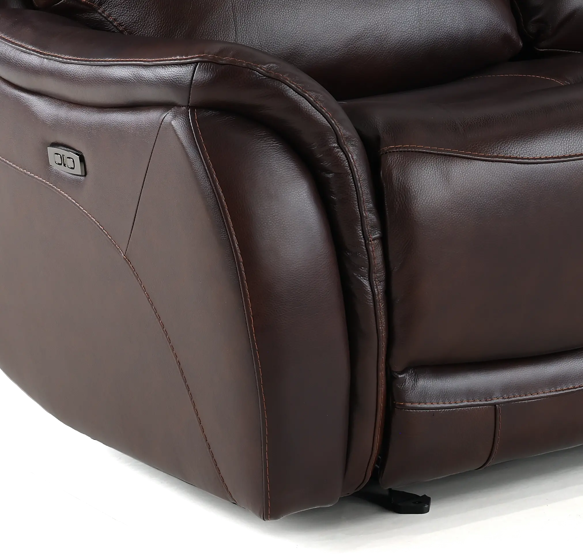 Happy-Happy Brown Leather-Match Power Glider Reclining Loveseat-6