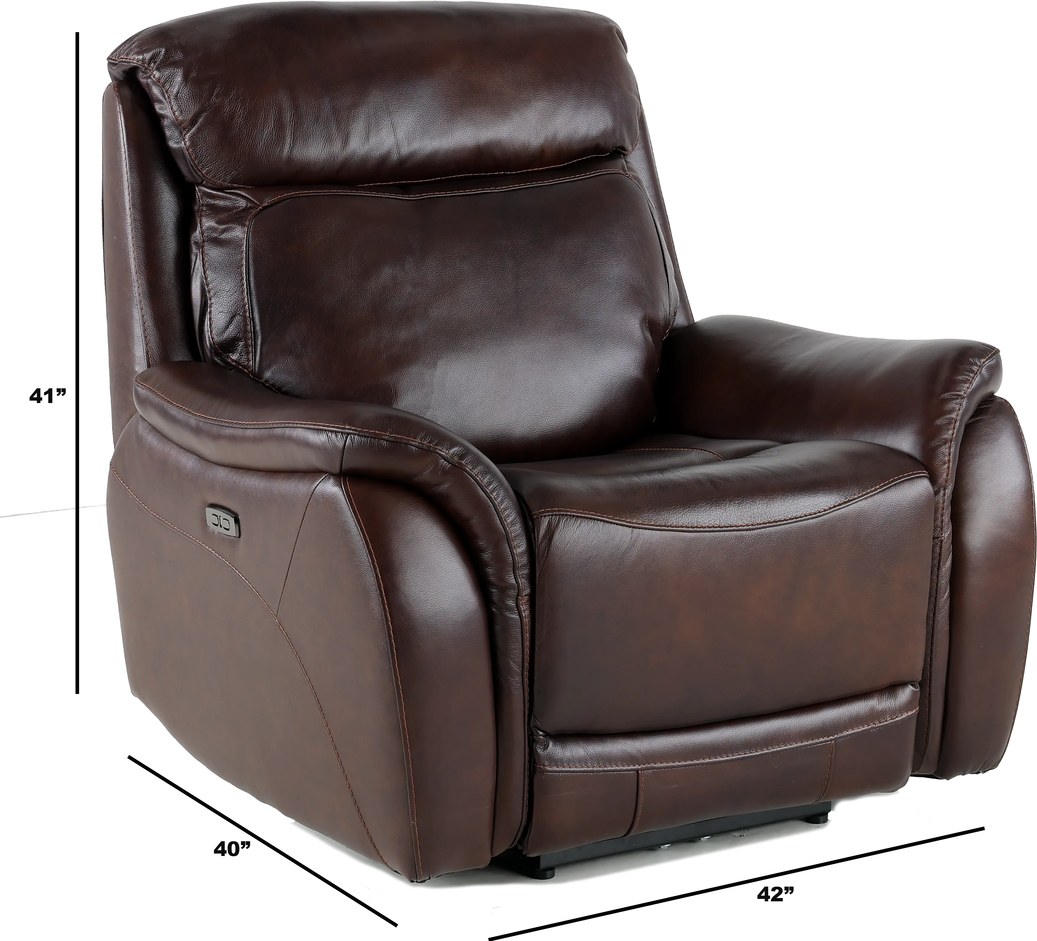 Happy-Happy Brown Leather-Match Power Recliner-3