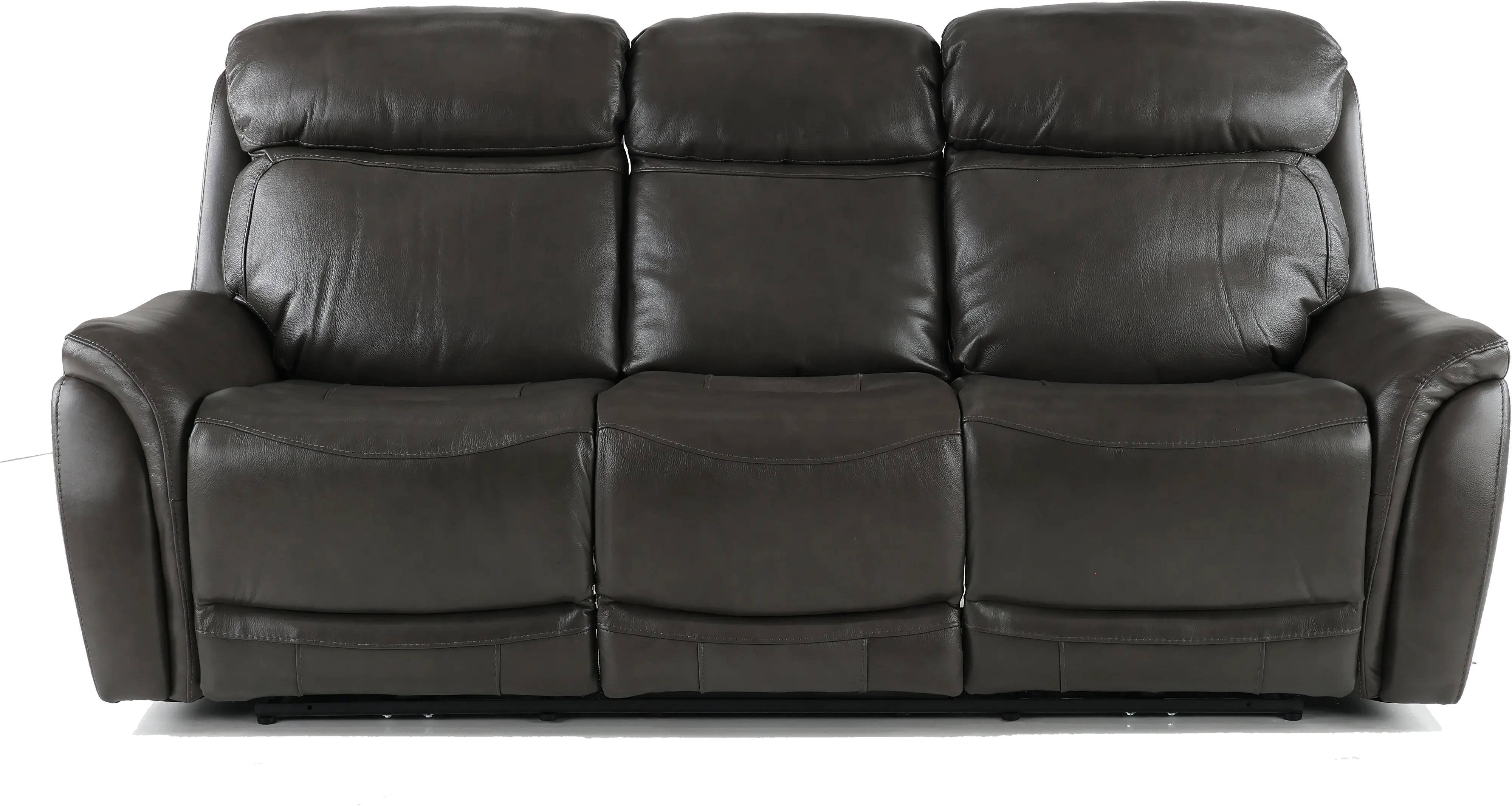 Happy Happy Gray Leather-Match Dual Power Reclining Sofa-1
