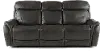 Happy Happy Gray Leather-Match Dual Power Reclining Sofa