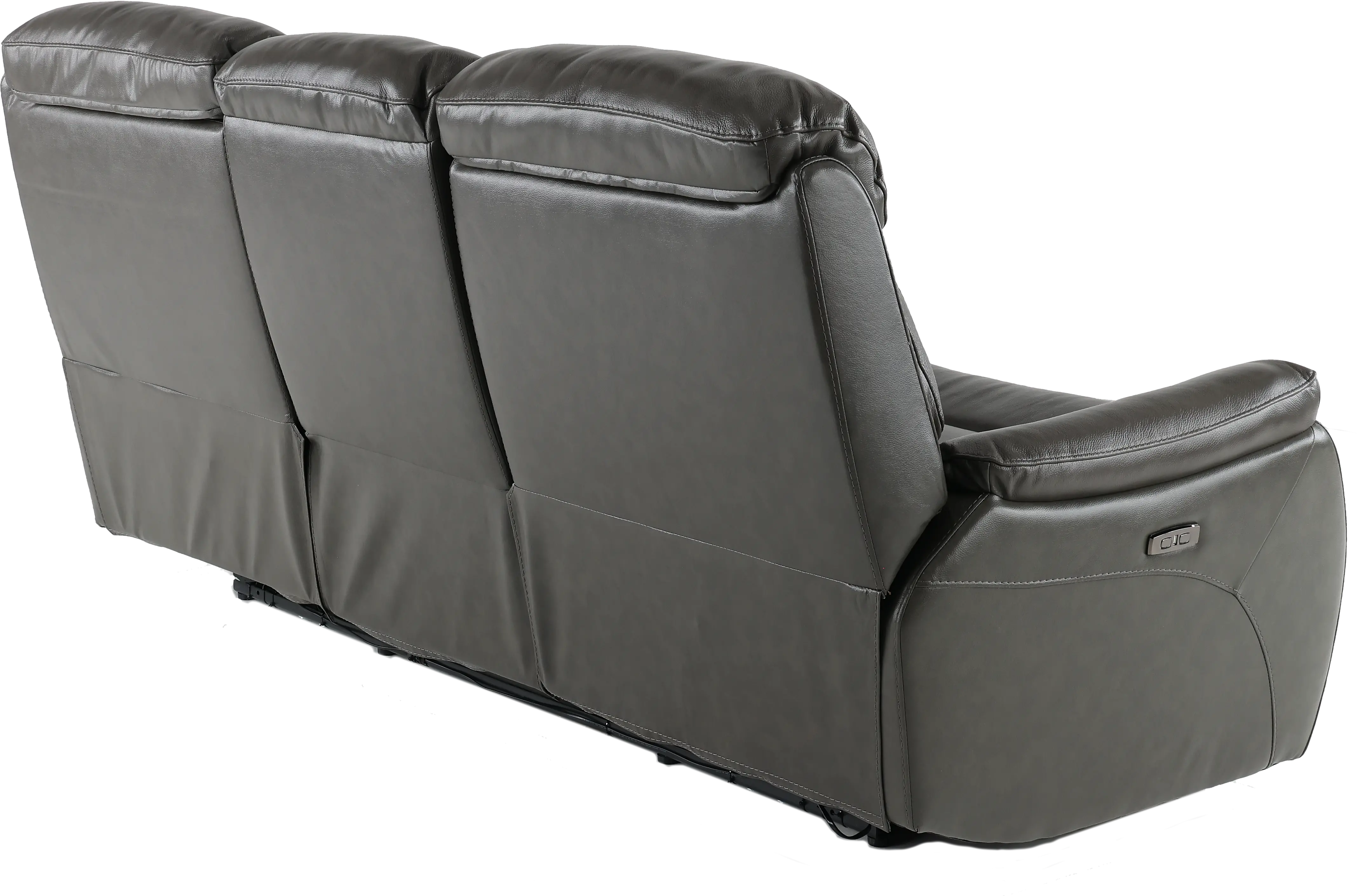 Happy Happy Gray Leather-Match Dual Power Reclining Sofa-6