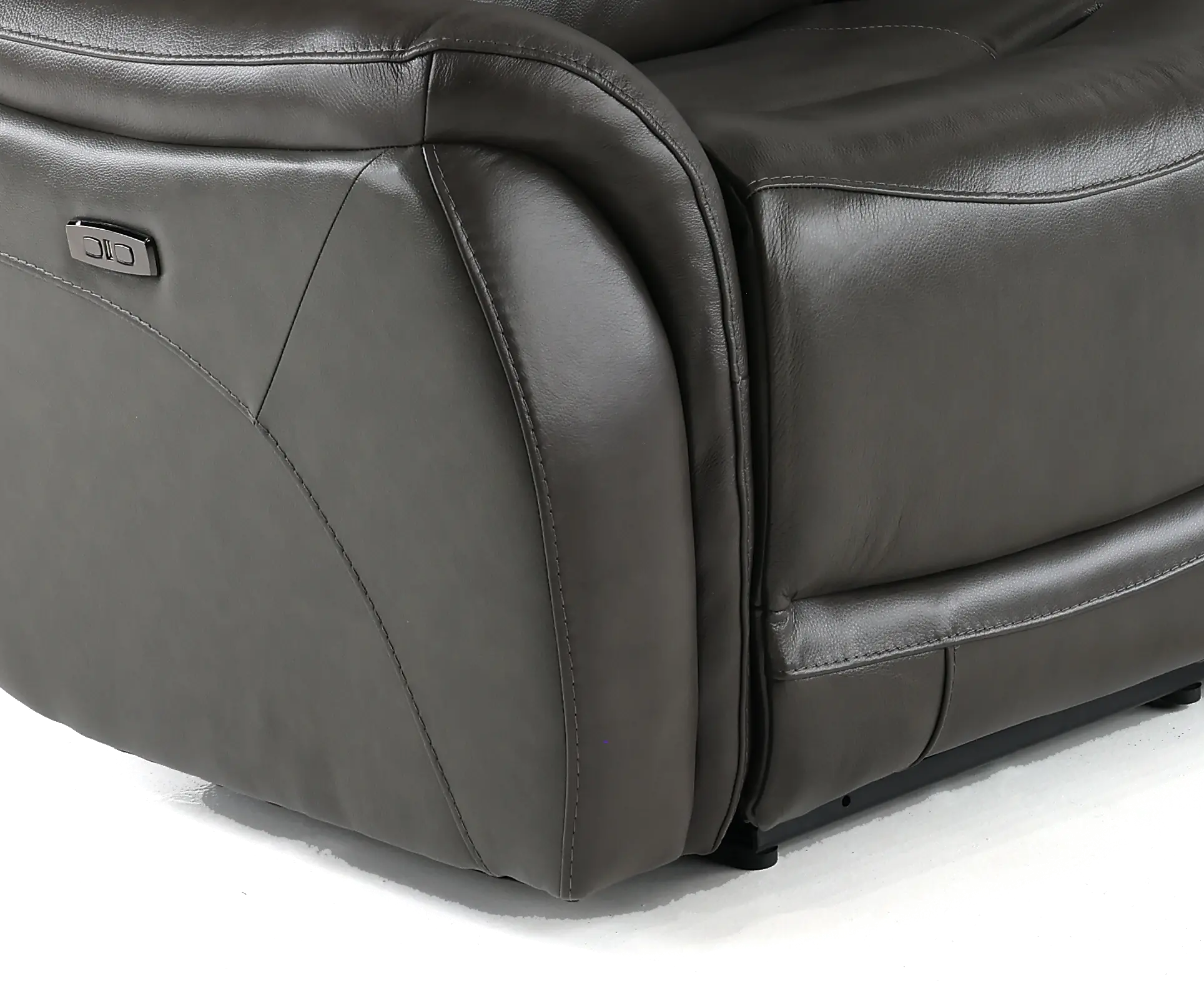 Happy Happy Gray Leather-Match Dual Power Reclining Sofa-7