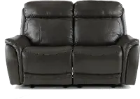 Happy-Happy Gray Leather-Match Power Glider Reclining Loveseat