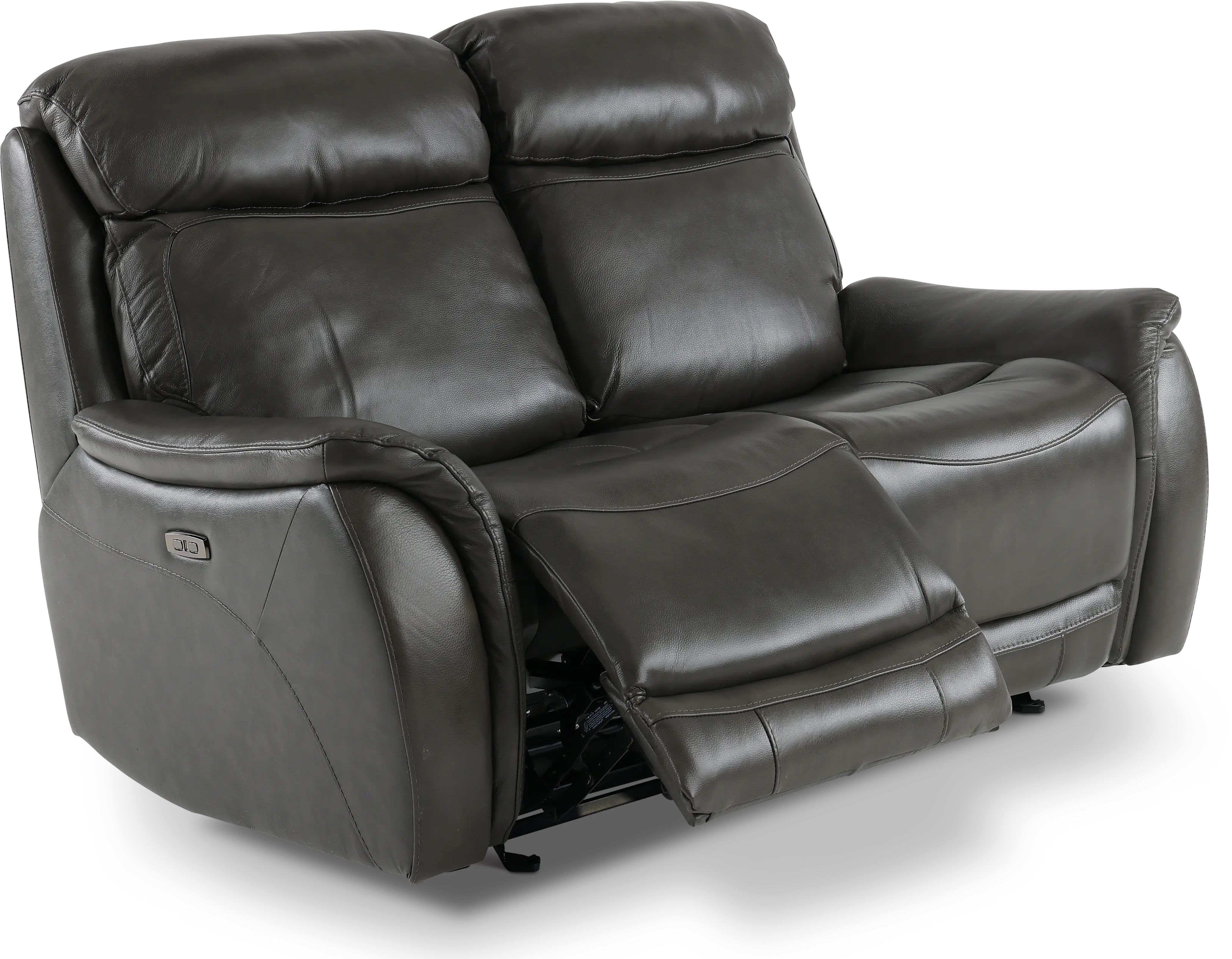 Happy-Happy Gray Leather-Match Power Glider Reclining Loveseat-2