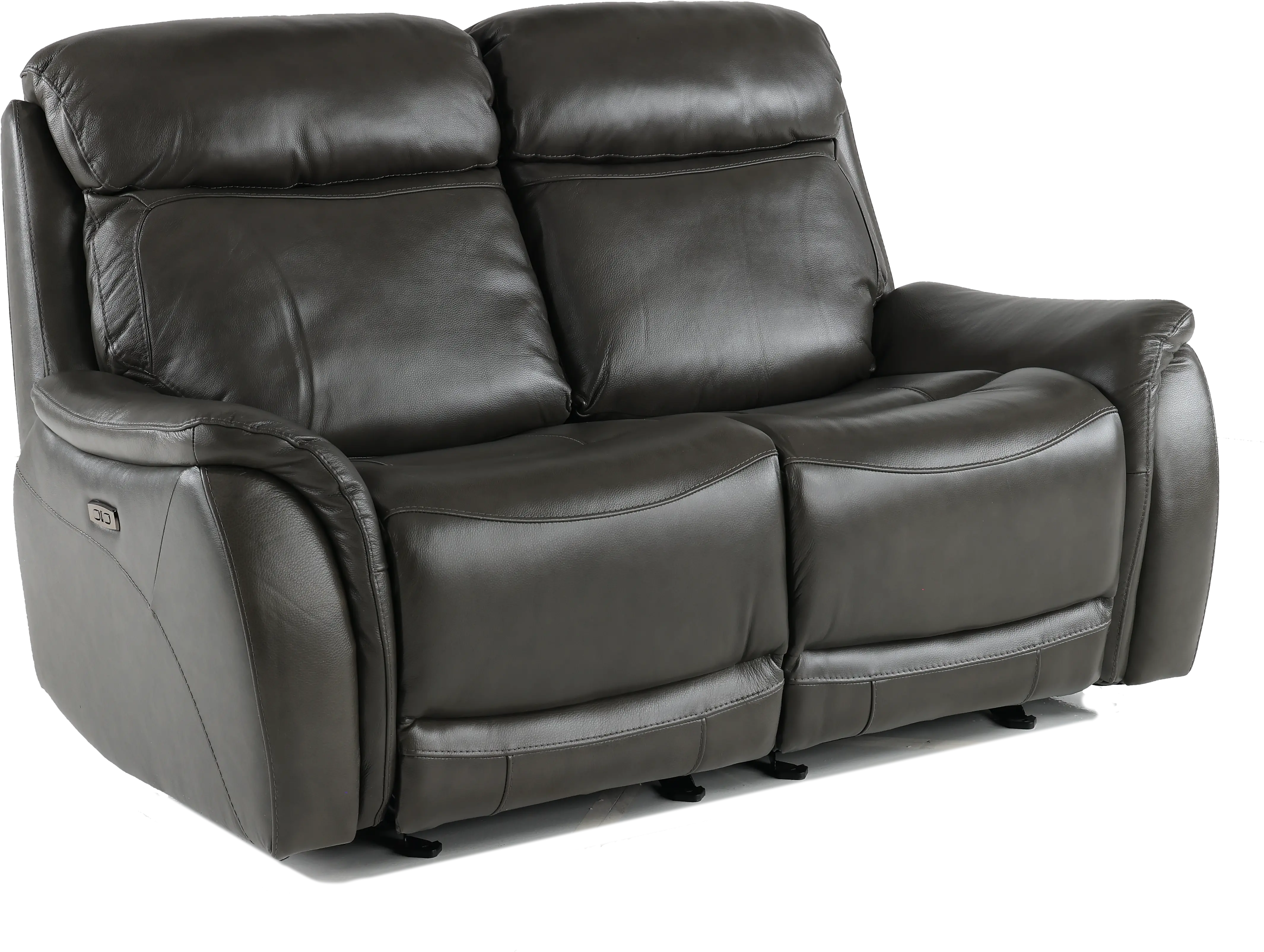 Happy-Happy Gray Leather-Match Power Glider Reclining Loveseat-4