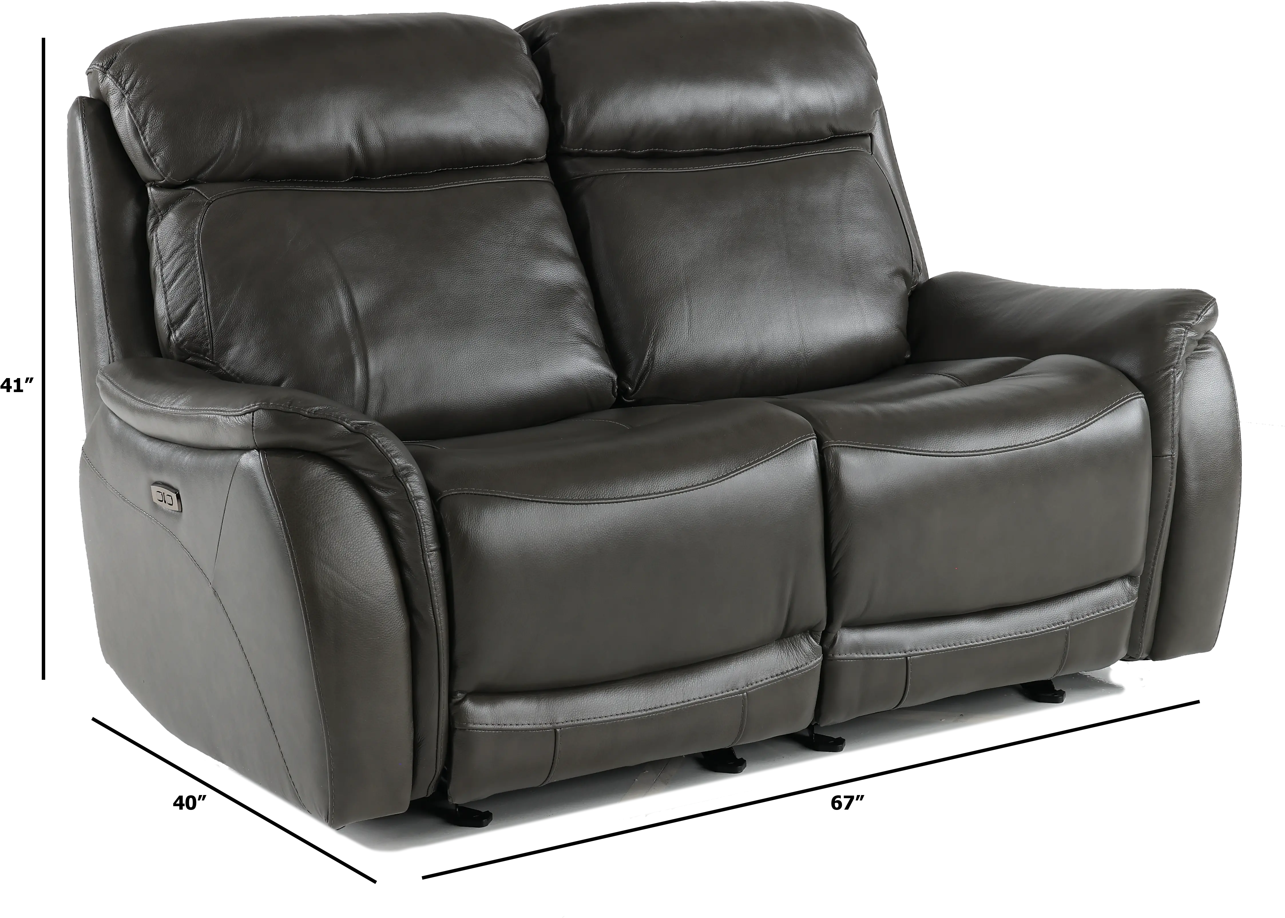 Happy-Happy Gray Leather-Match Power Glider Reclining Loveseat-3