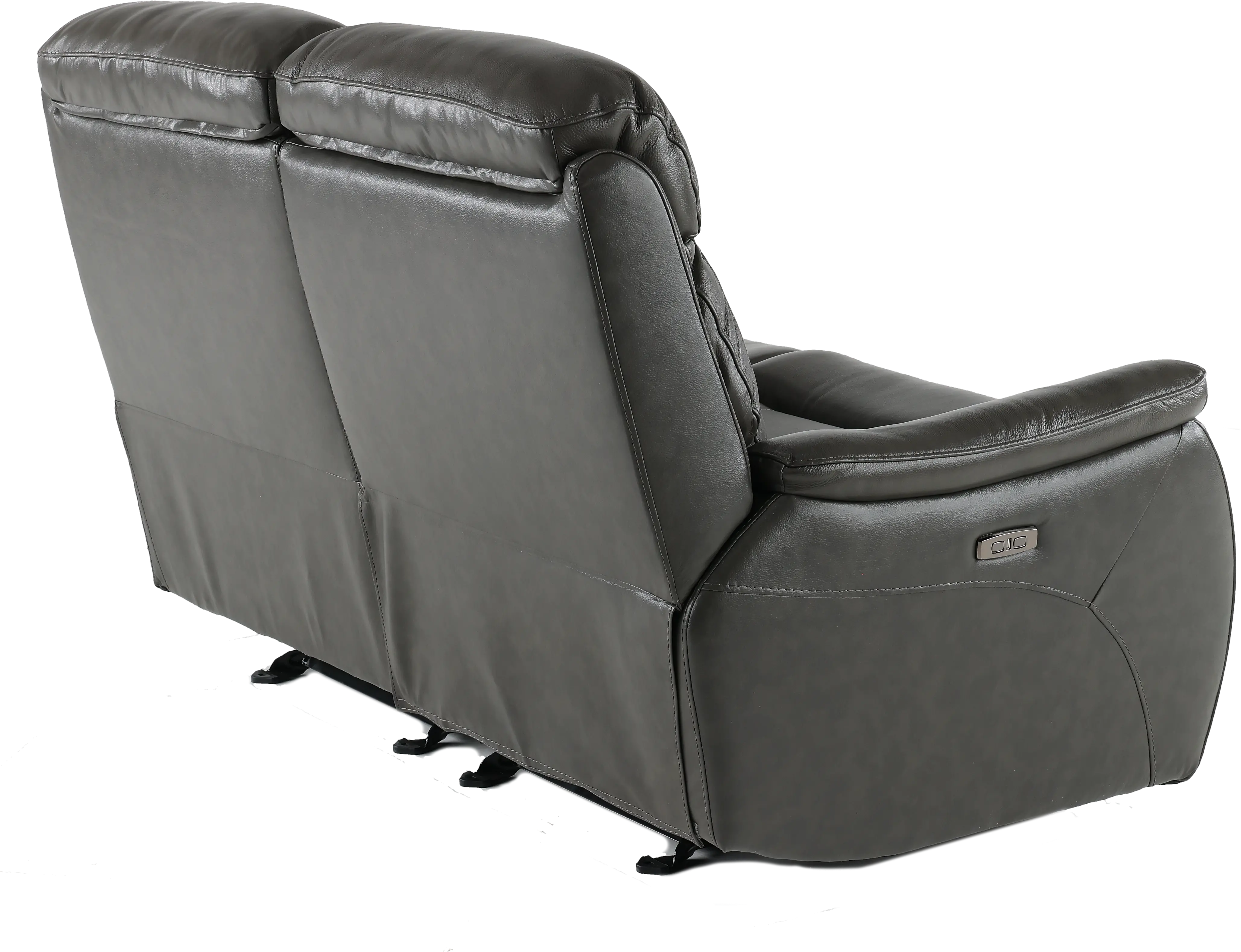 Happy-Happy Gray Leather-Match Power Glider Reclining Loveseat-5