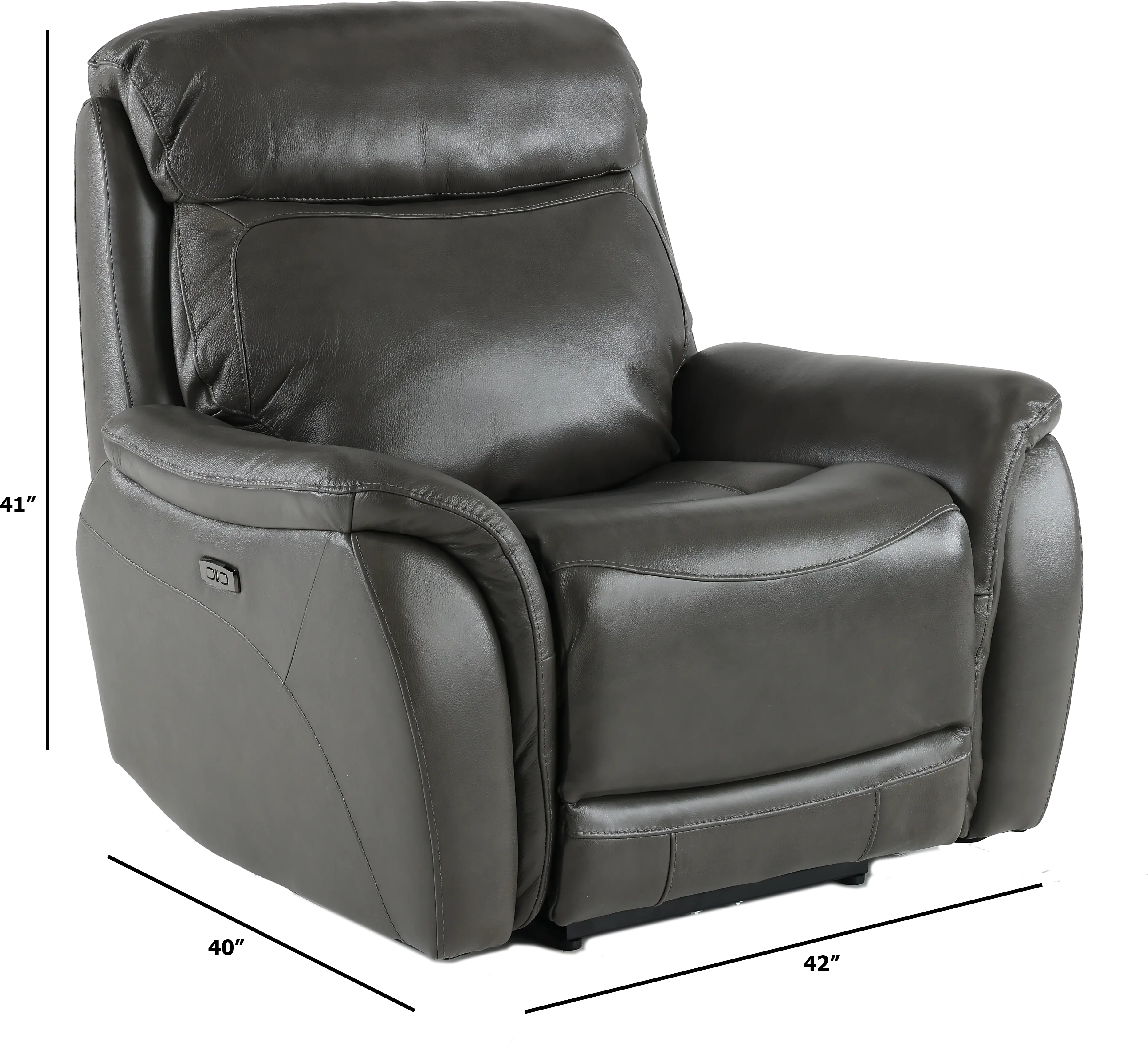 Happy-Happy Gray Leather-Match Power Recliner-3