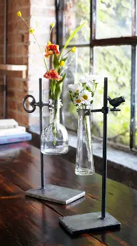 Assorted Glass Vase with Metal Stand