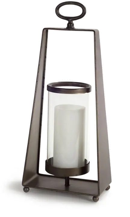 18 Inch Metal and Glass Candle Holder-1