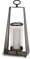 21  Metal Candle Holder with Glass Hurricane