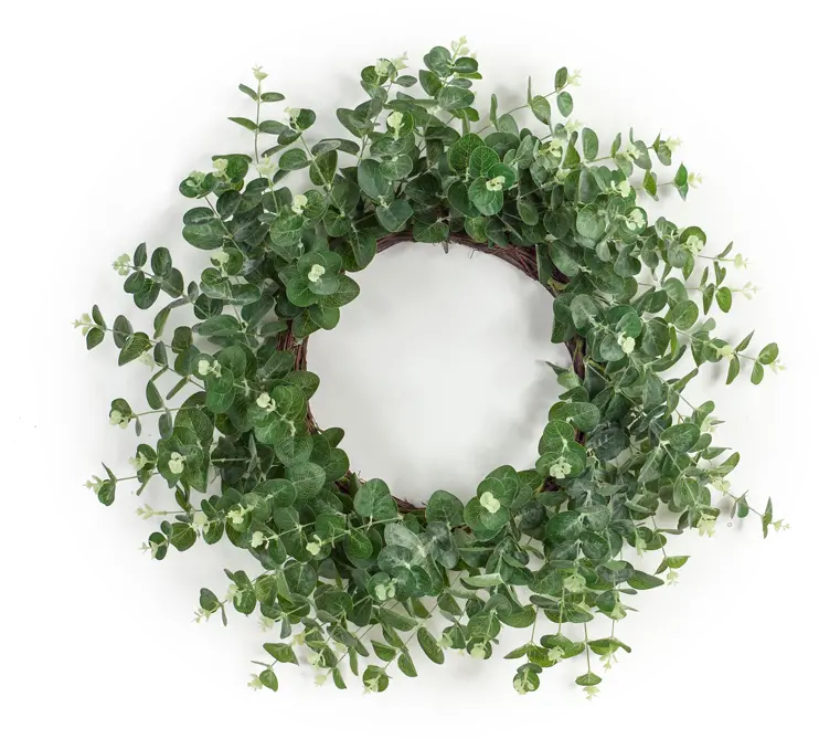 28  Green Faux Eucalyptus Wreath Arrangement-1
