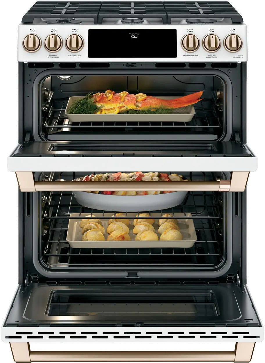 CGS750P4MW2 Cafe 7 cu ft Double Oven Gas Range - White-3