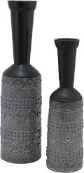 16 Inch Black and Gray Modern Vase