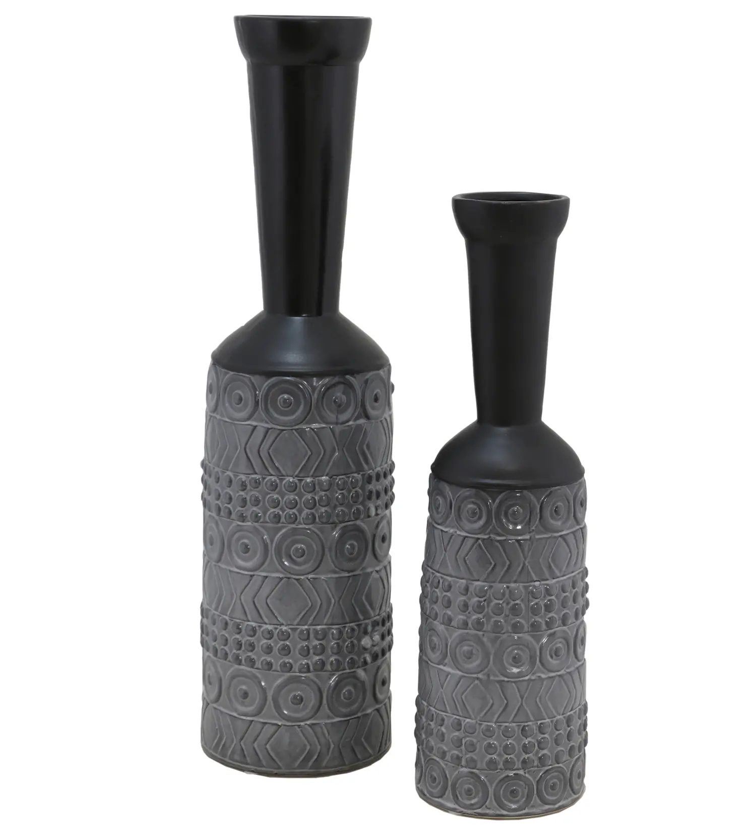 16 Inch Black and Gray Modern Vase-1