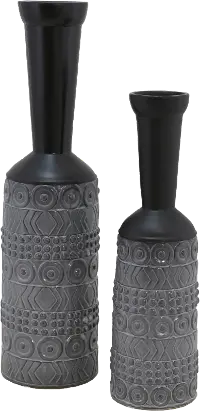 16 Inch Black and Gray Modern Vase