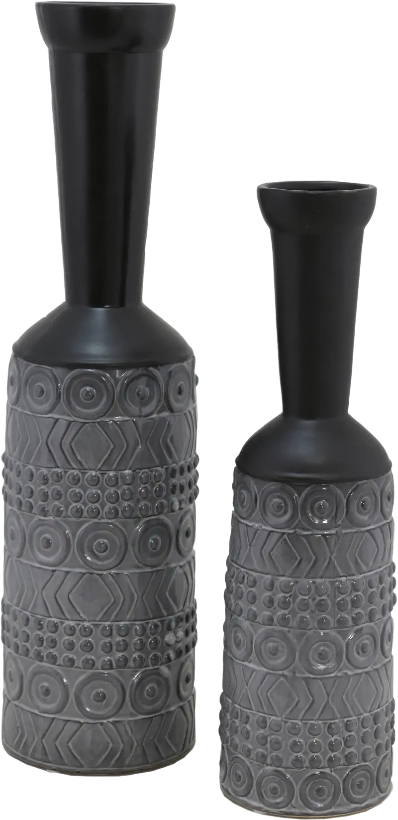 16 Inch Black and Gray Modern Vase