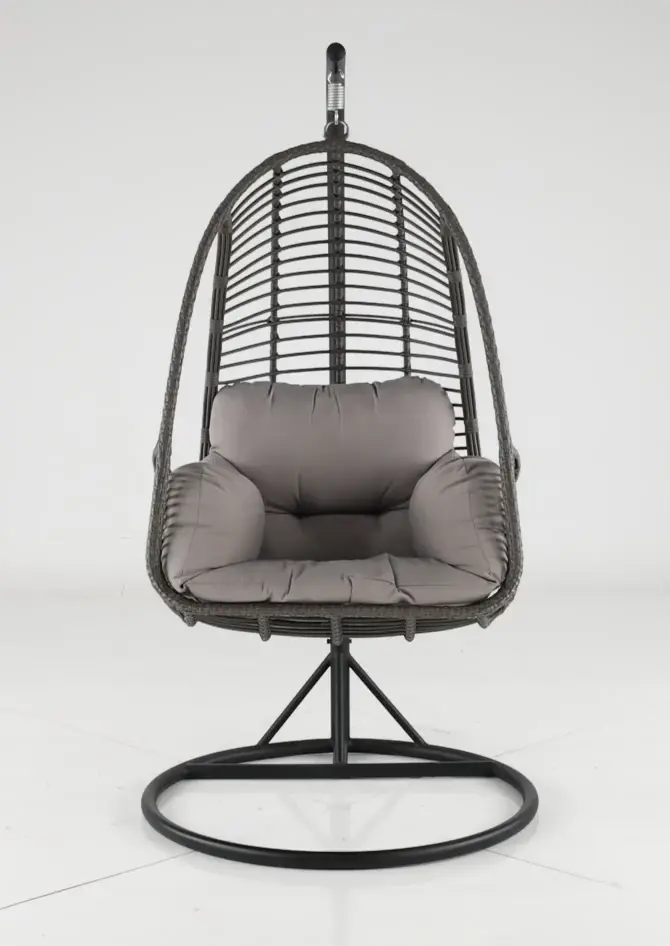 Metal Wicker Outdoor Hanging Chair with Cushion-12
